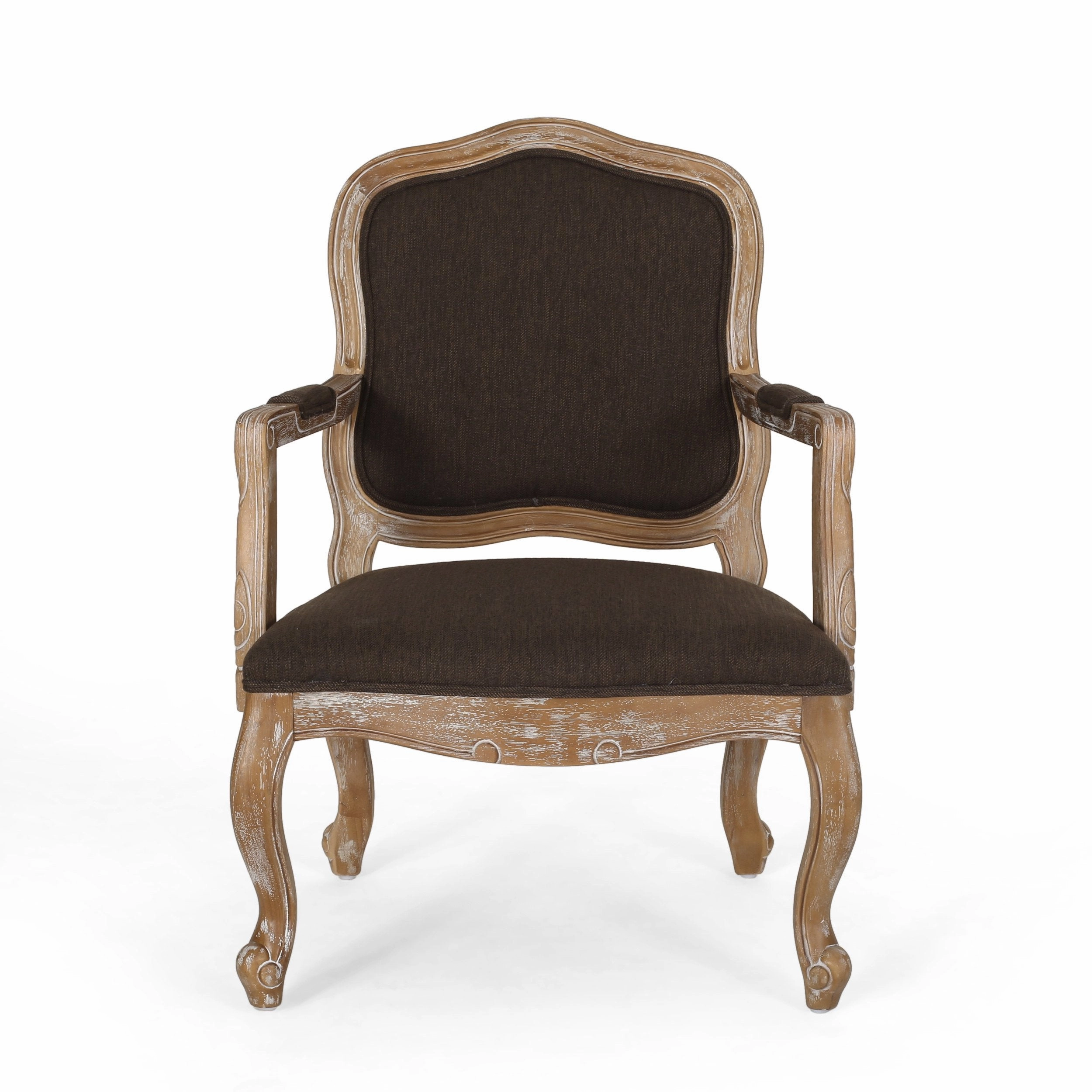 French Country Wood Upholstered Dining Armchair - NH581513