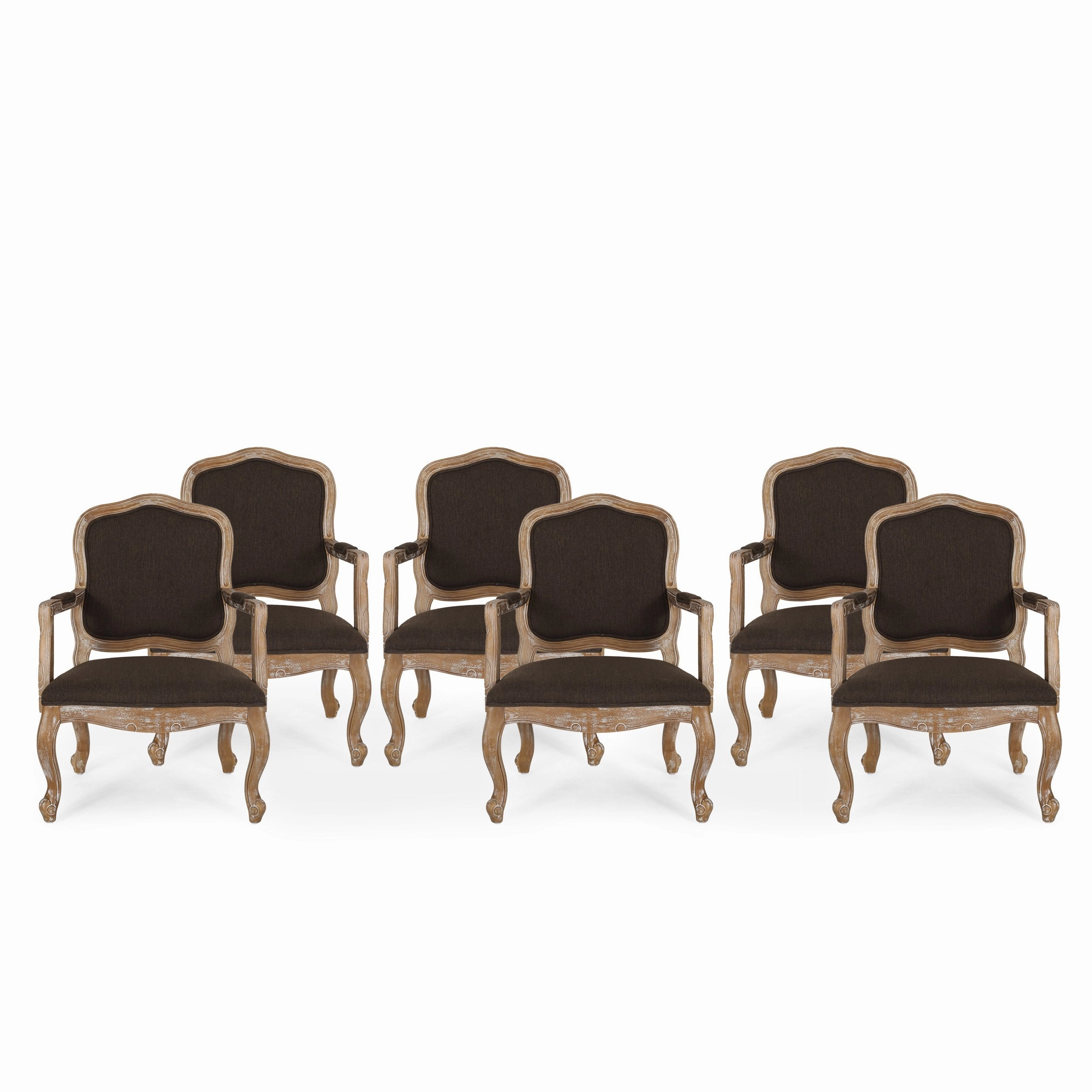 French Country Wood Upholstered Dining Armchair - NH581513