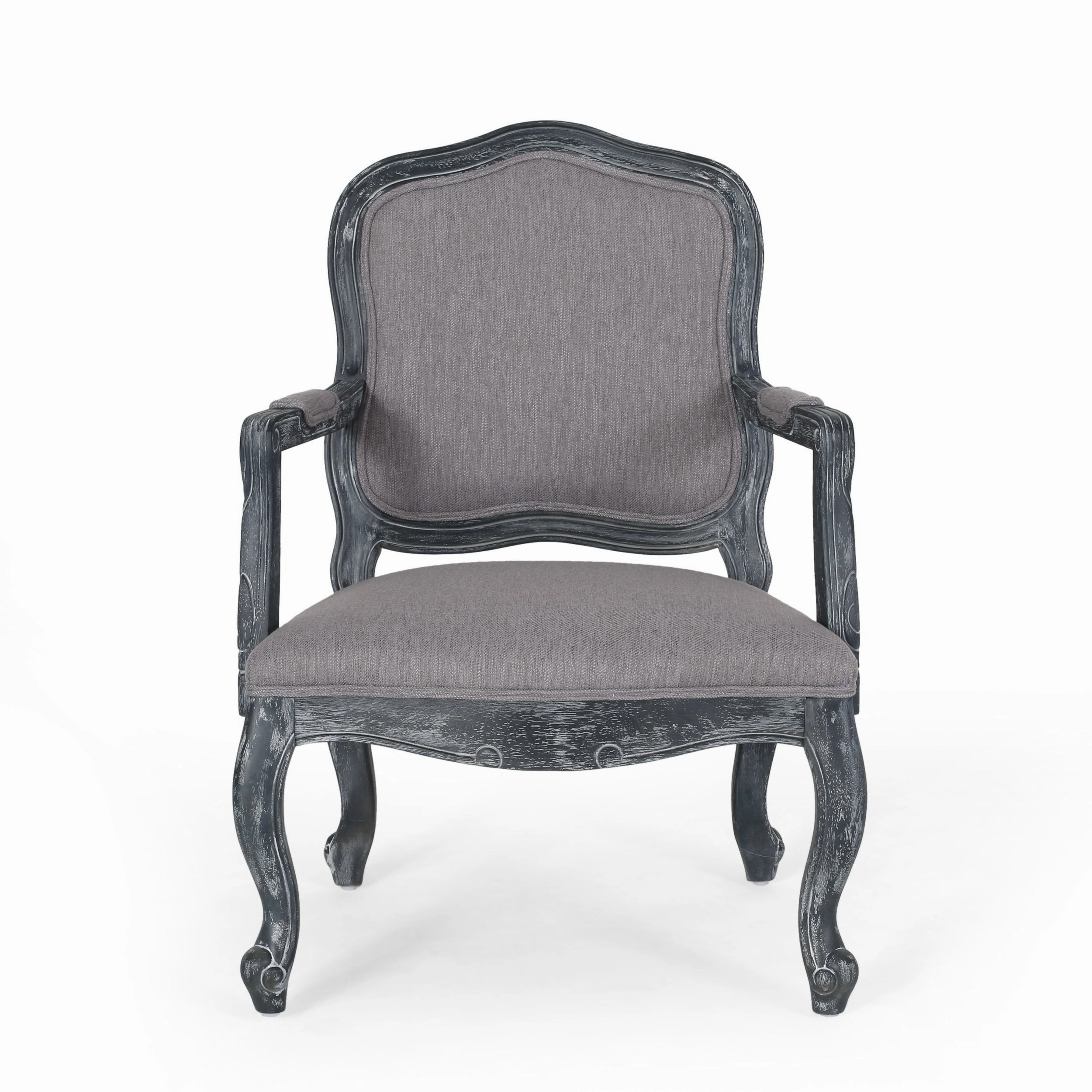 French Country Wood Upholstered Dining Armchair - NH581513