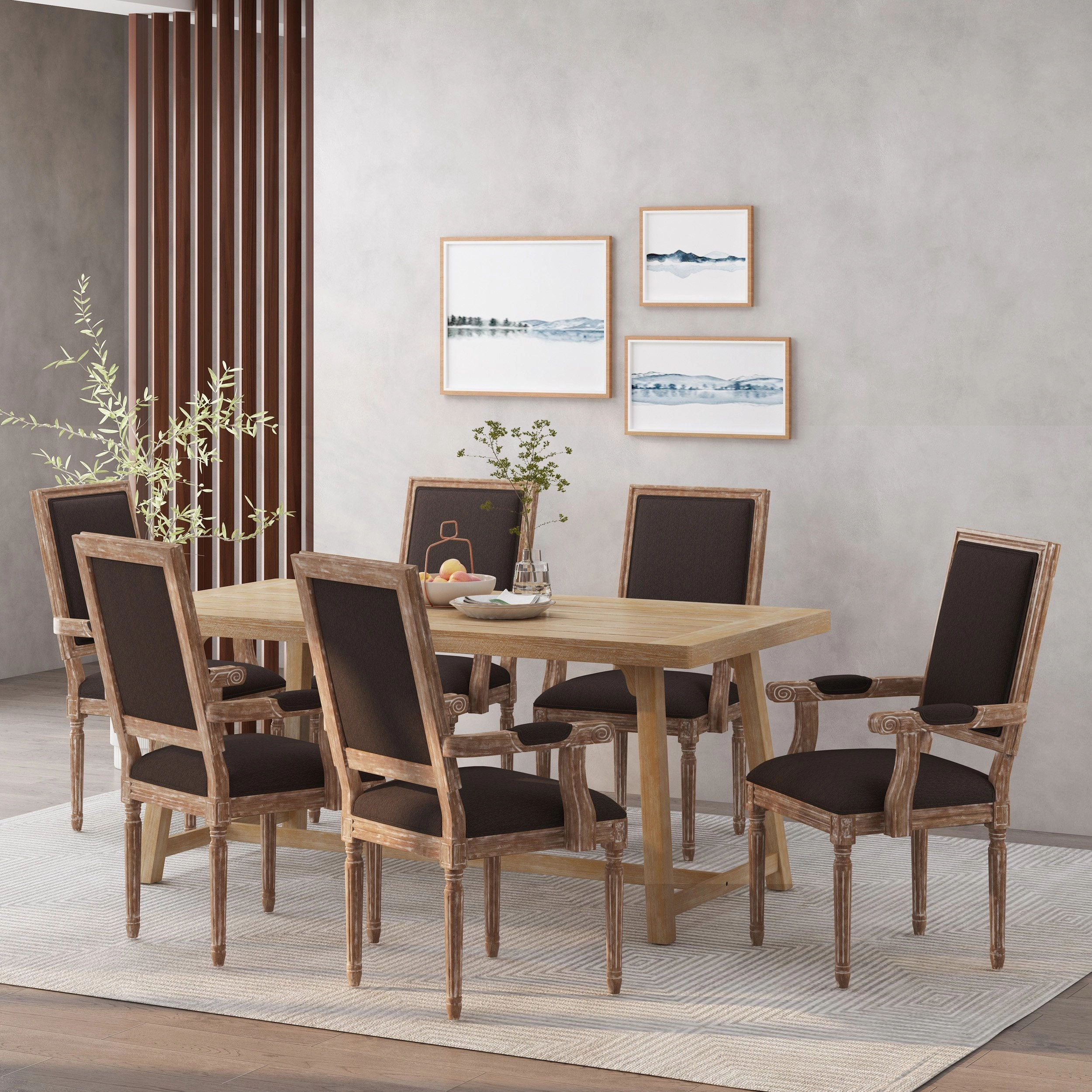 French Country Wood Upholstered Dining Chair - NH511513
