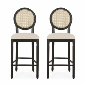 French Country Wooden Barstools with Upholstered Seating (Set of 2) - NH345313 kitchen accessories, table linens