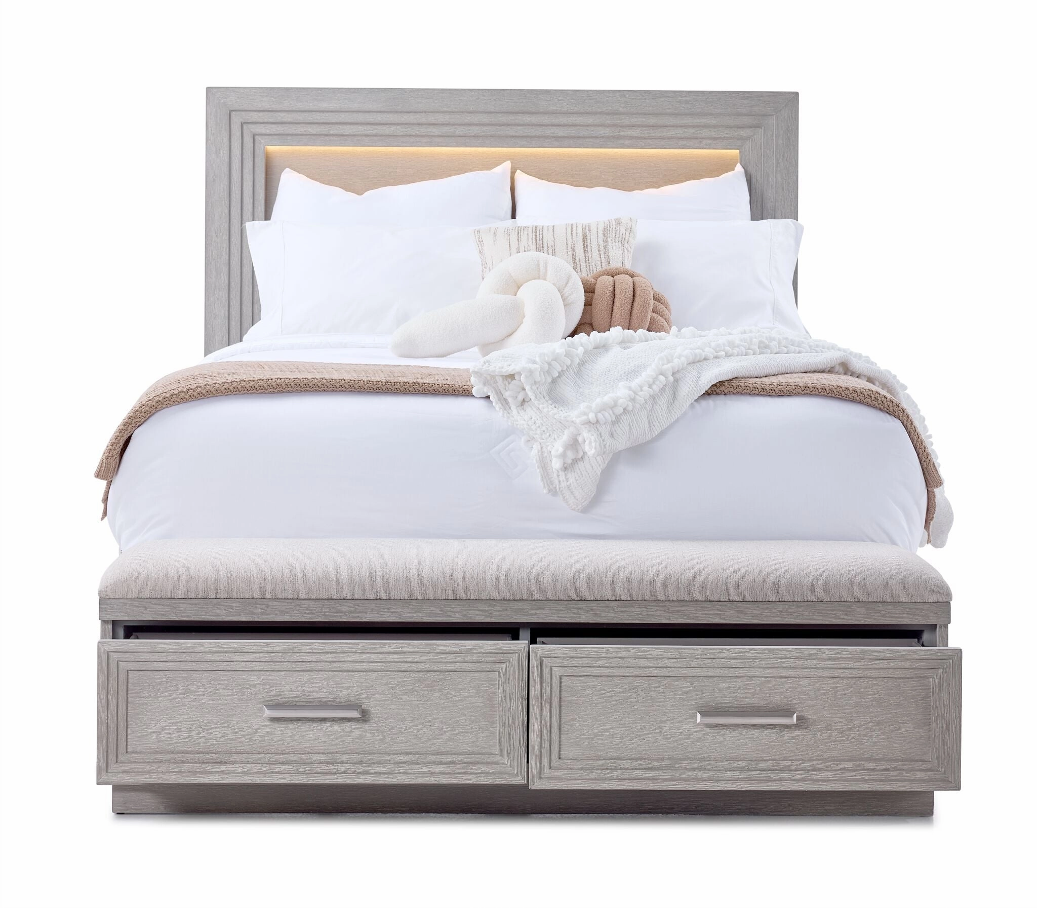 Fresh Perspective Cascade 3-Piece King Storage Bench Bed - Dovetail Grey