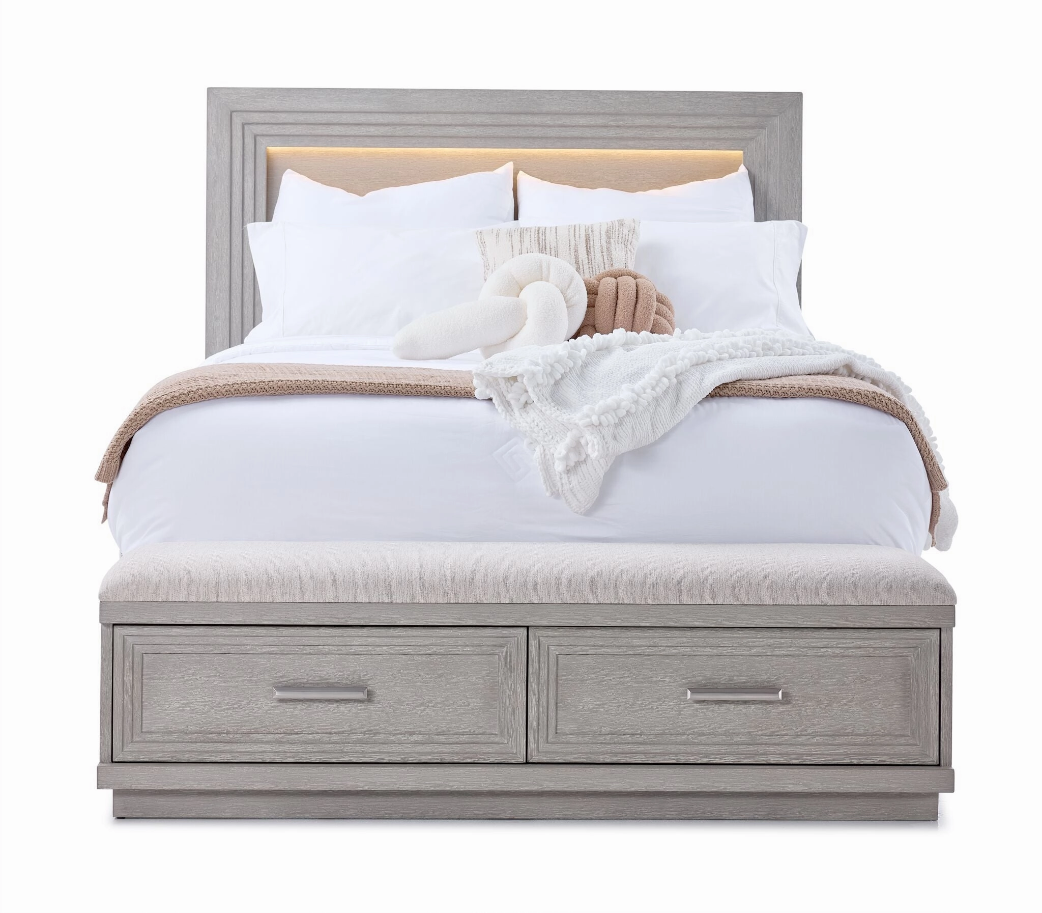 Fresh Perspective Cascade 3-Piece King Storage Bench Bed - Dovetail Grey