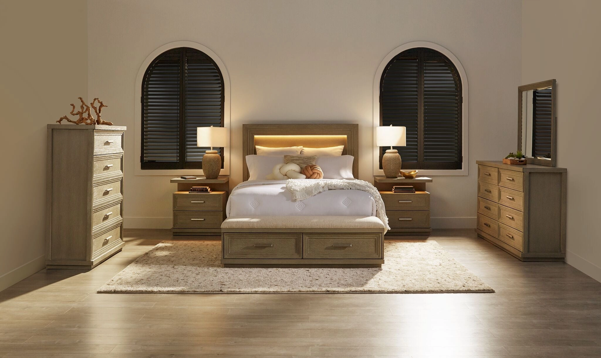 Fresh Perspective Cascade 3-Piece Queen Storage Bench Bed - Dovetail Grey
