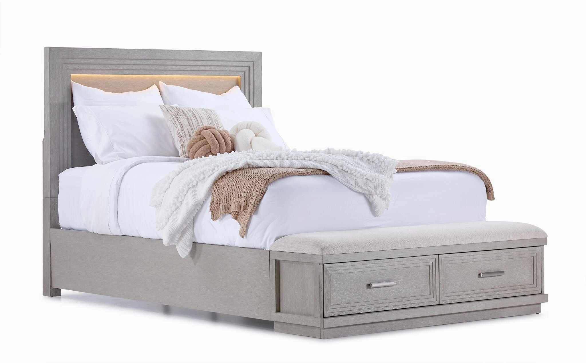 Fresh Perspective Cascade 3-Piece Queen Storage Bench Bed - Dovetail Grey