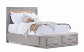 Fresh Perspective Cascade 3-Piece Queen Storage Bench Bed - Dovetail Grey