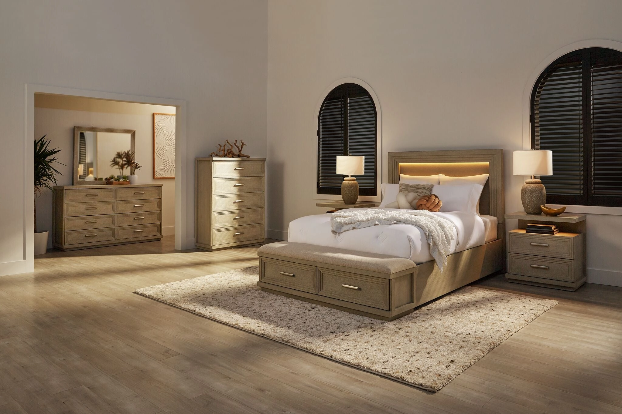 Fresh Perspective Cascade 3-Piece Queen Storage Bench Bed - Dovetail Grey