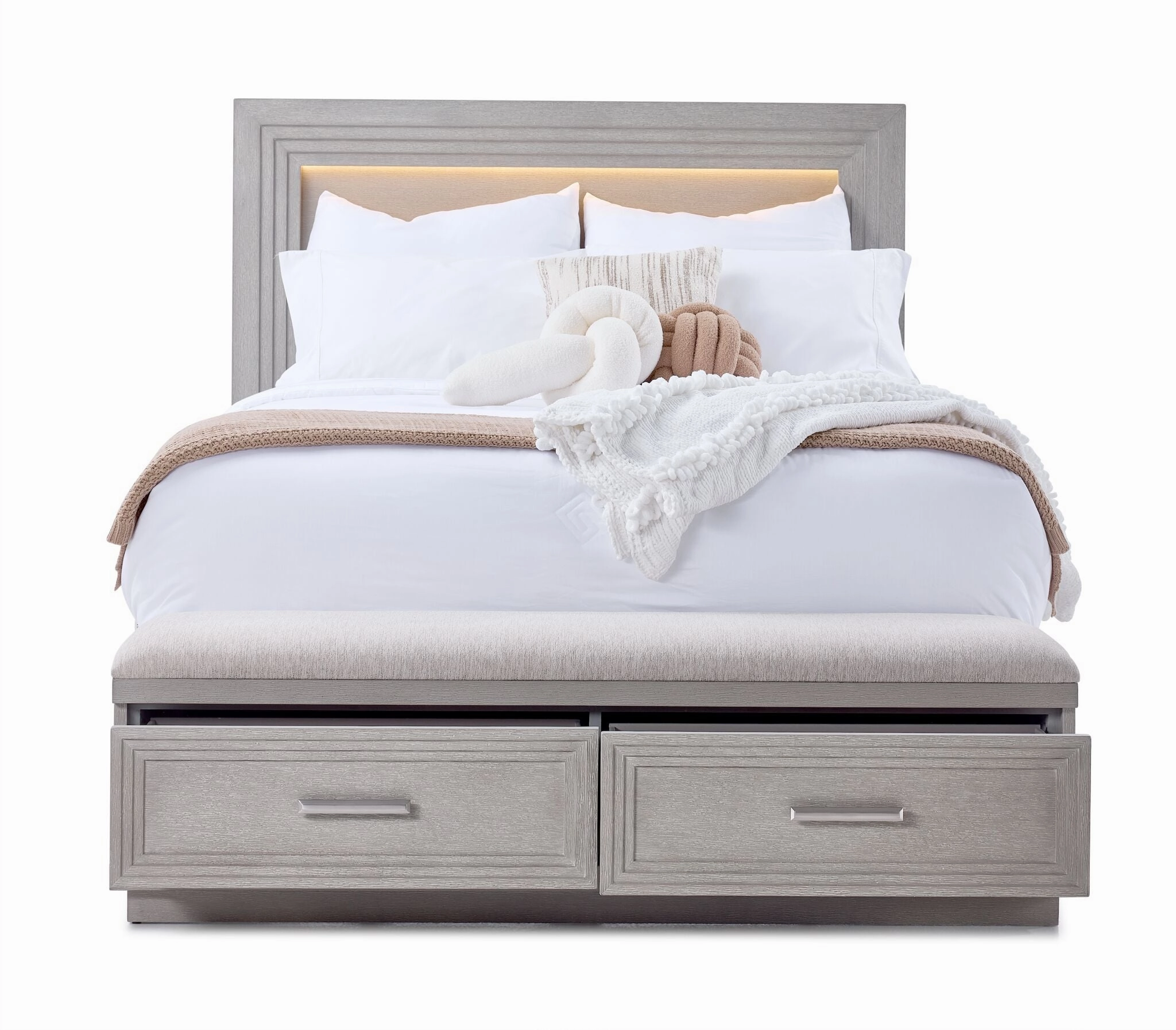 Fresh Perspective Cascade 3-Piece Queen Storage Bench Bed - Dovetail Grey