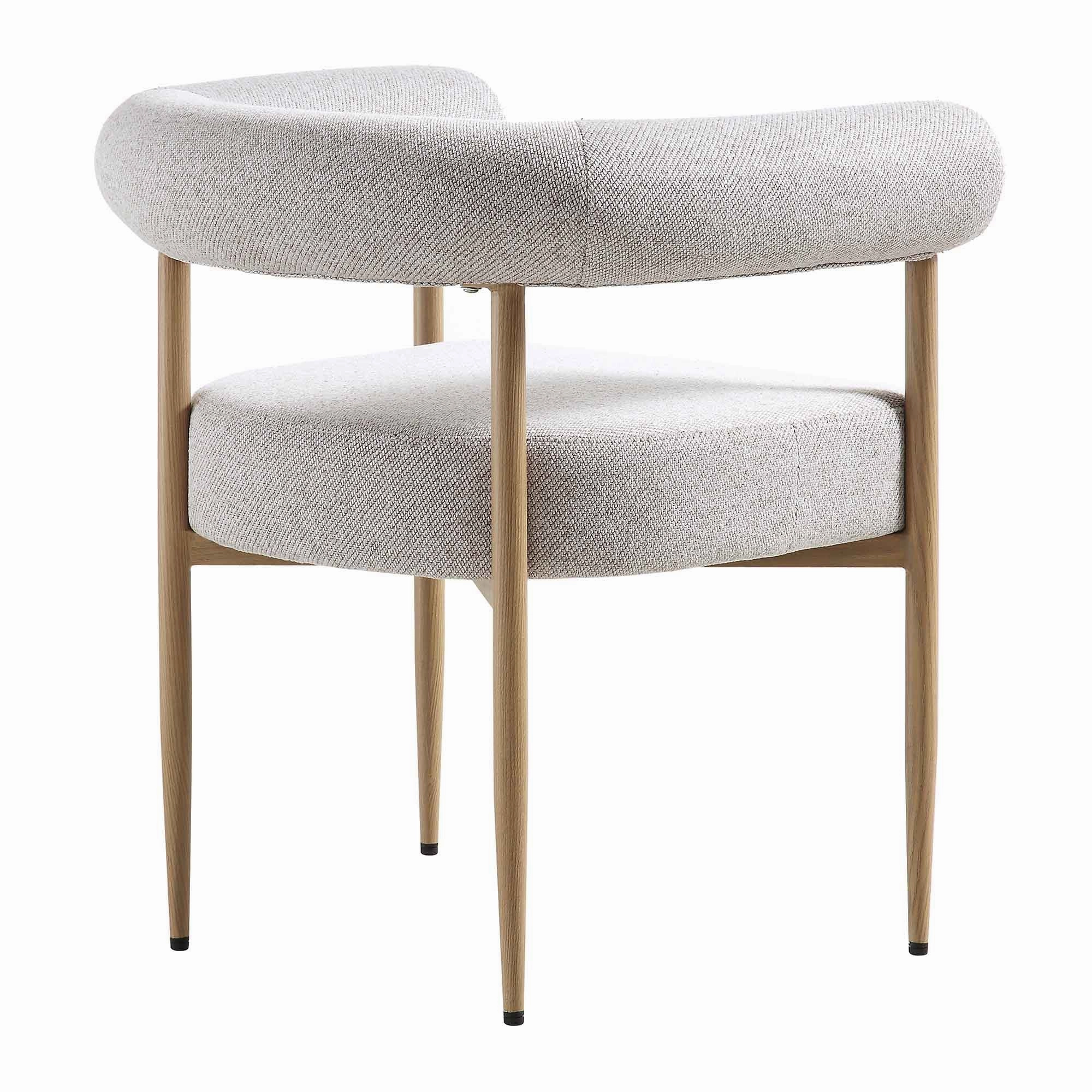Fulbourn Beige Woven Dining Chair with Natural Wood Effect Legs