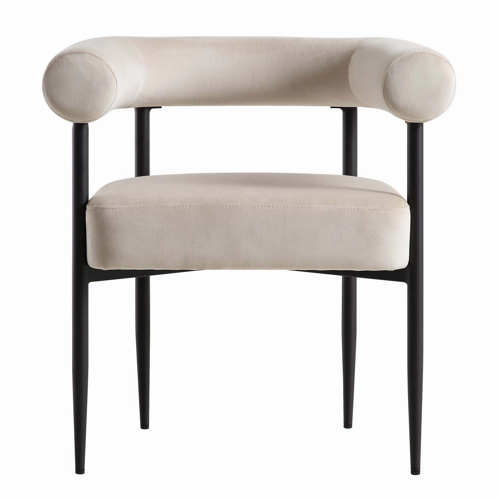 Fulbourn Champagne Velvet Dining Chair with Black Legs
