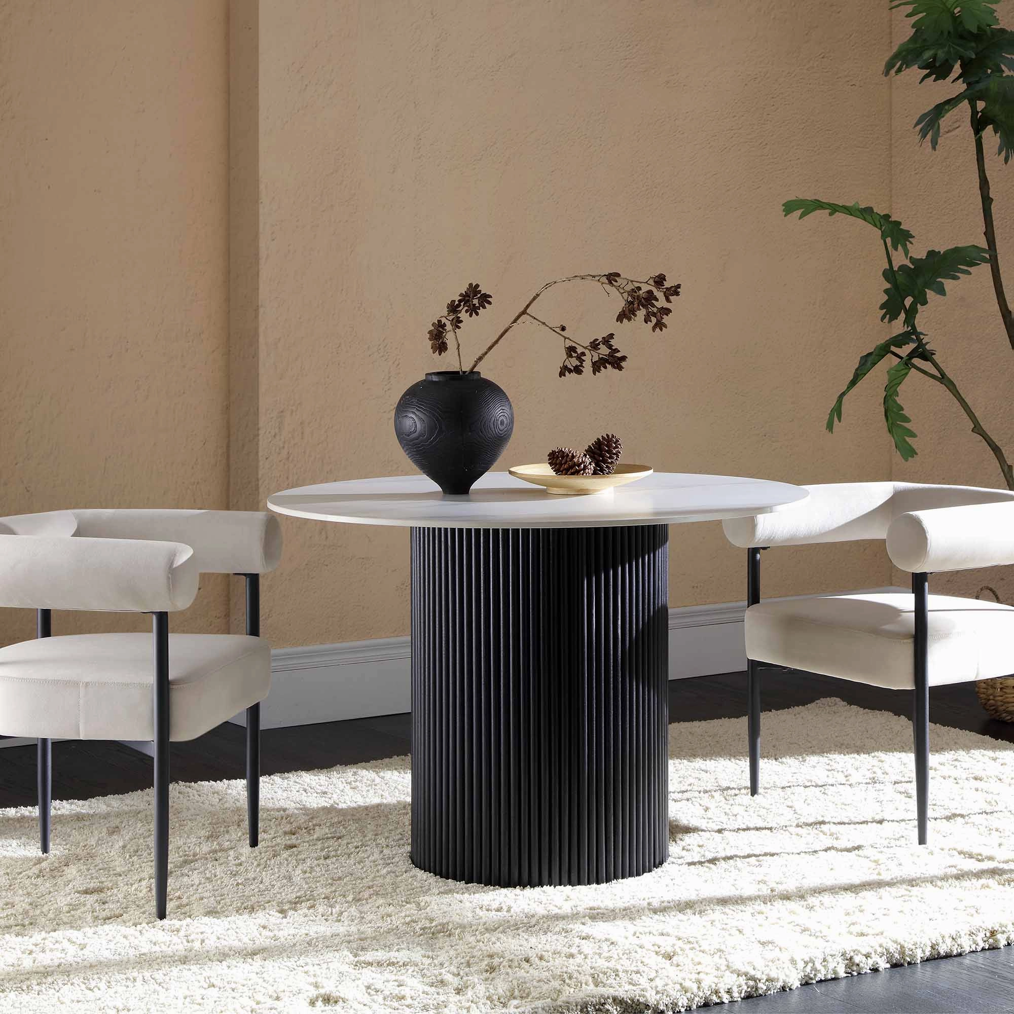 Fulbourn Champagne Velvet Dining Chair with Black Legs