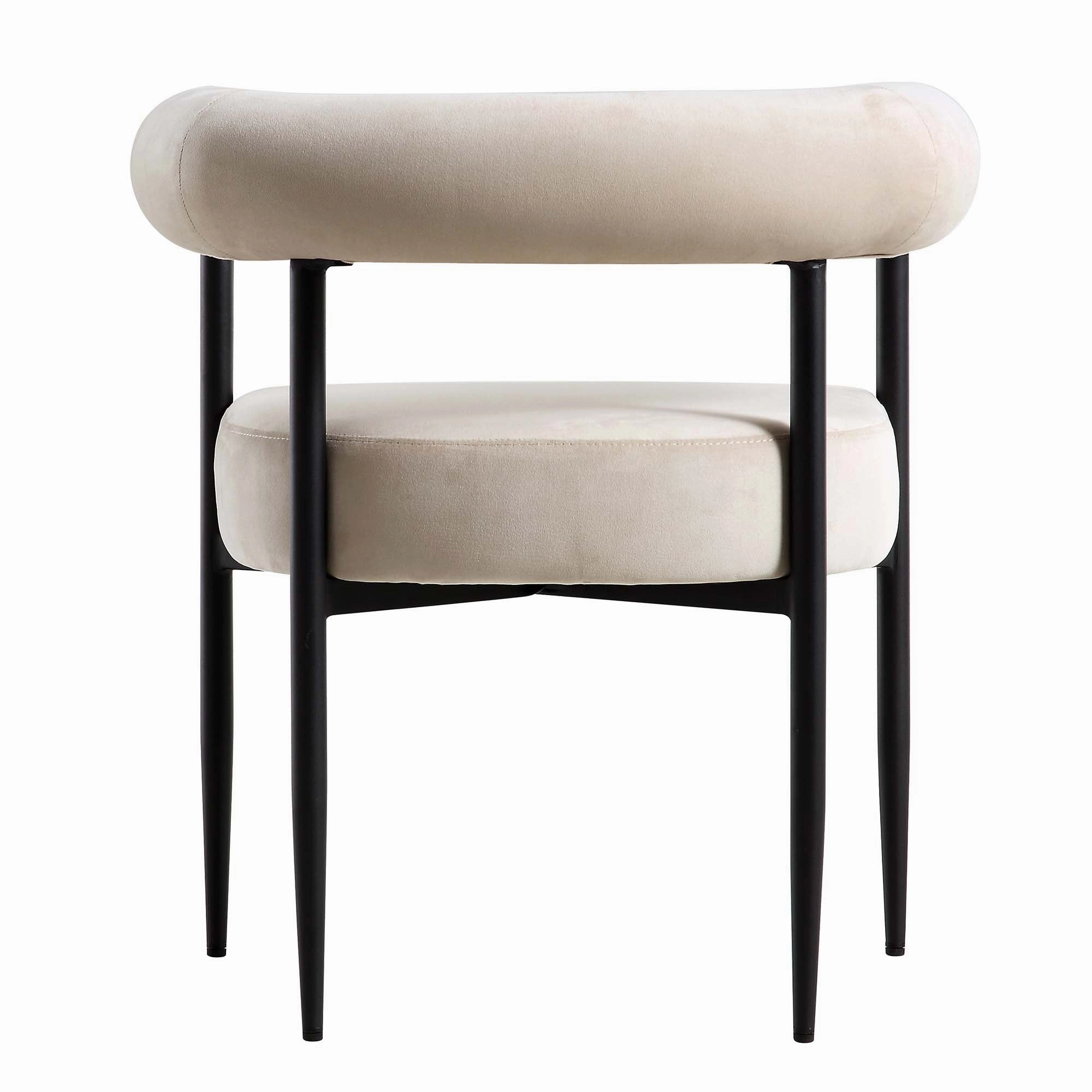 Fulbourn Champagne Velvet Dining Chair with Black Legs