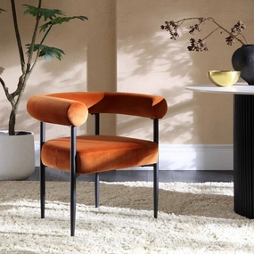 Fulbourn Rust Velvet Dining Chair with Black Legs