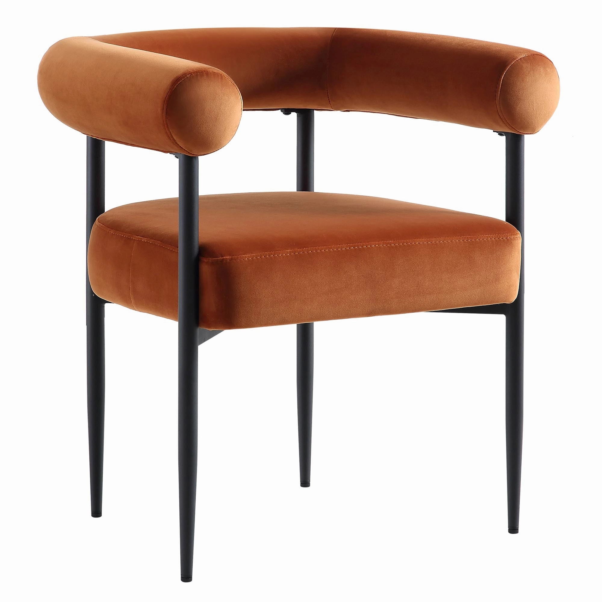 Fulbourn Rust Velvet Dining Chair with Black Legs