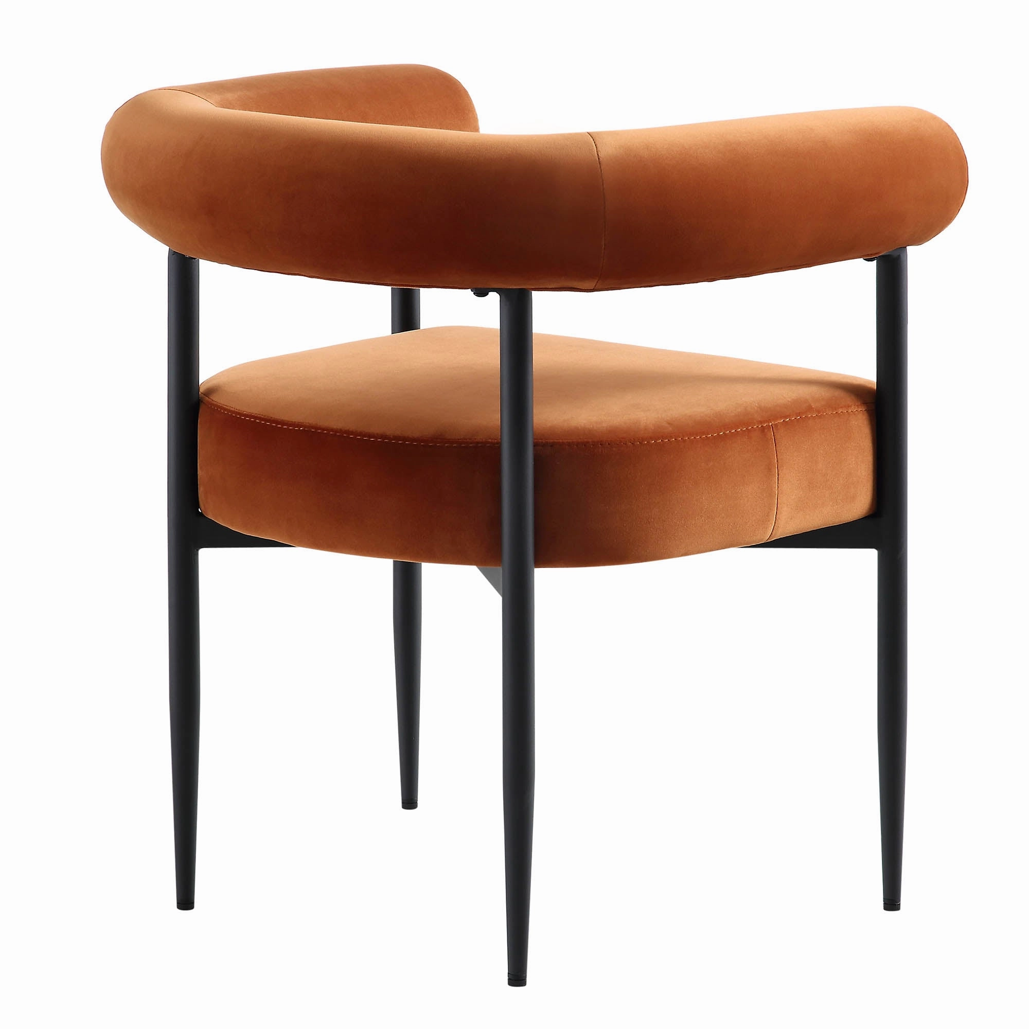 Fulbourn Rust Velvet Dining Chair with Black Legs