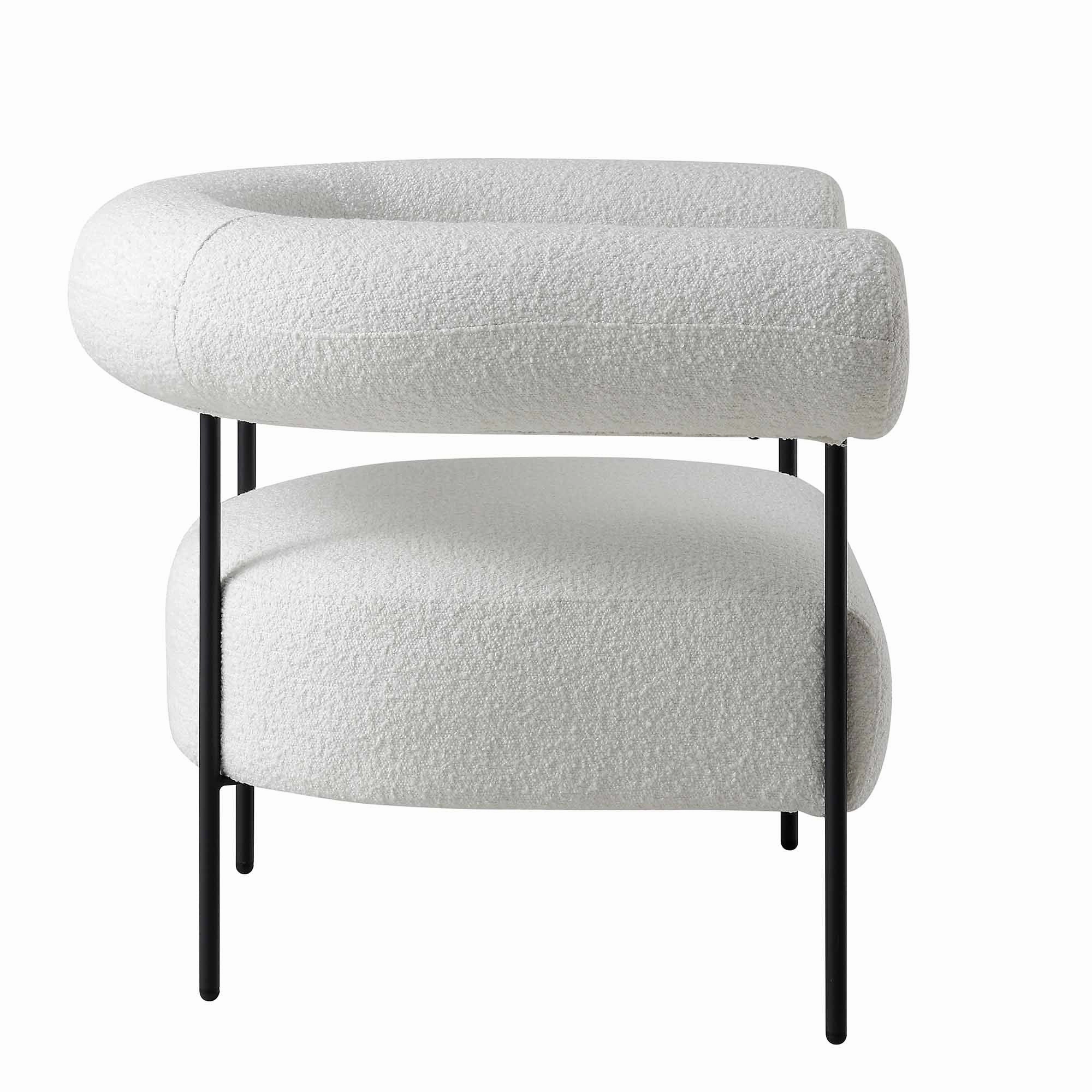 Fulbourn White Boucle Armchair