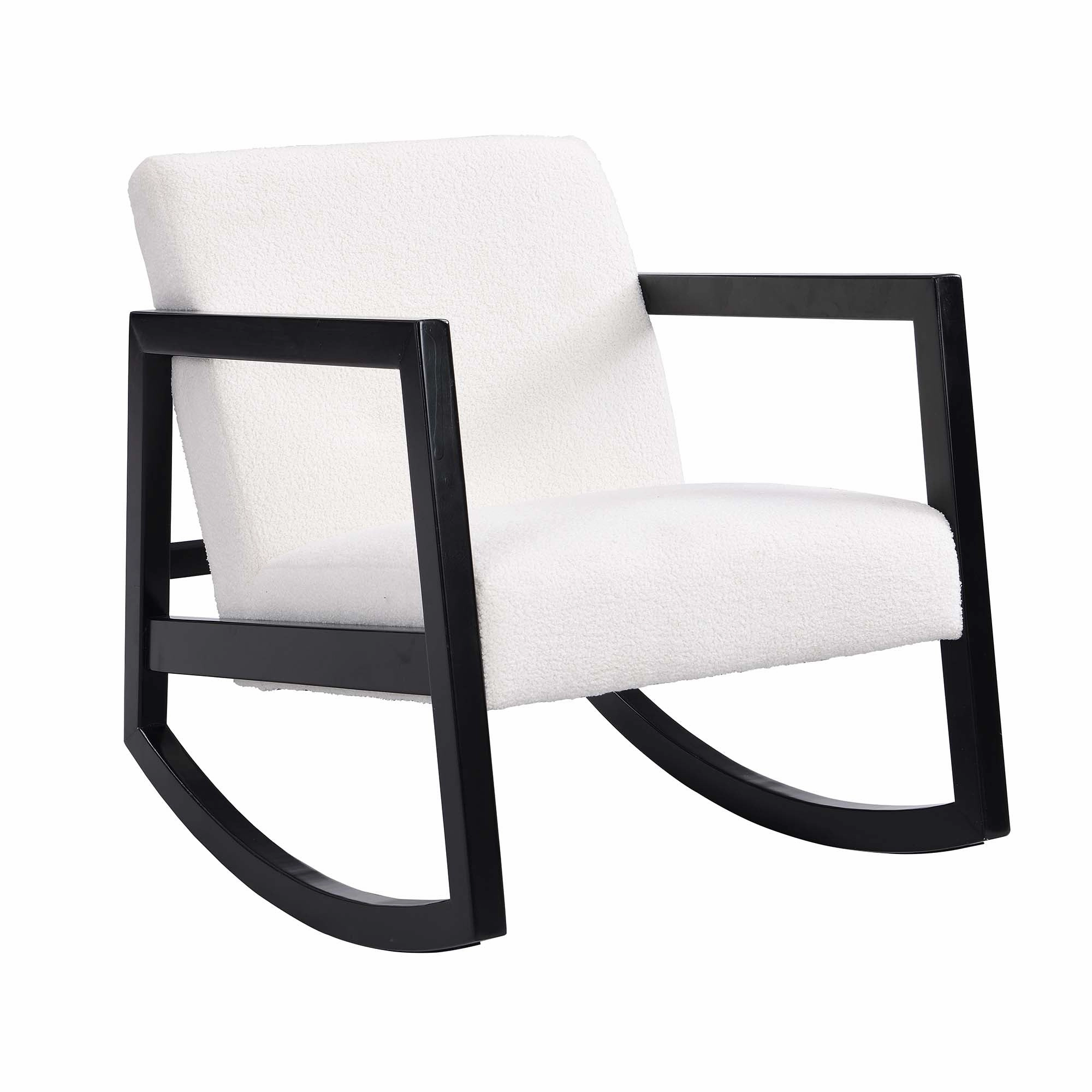 Fyne Ecru Boucle Rocking Armchair, Black Frame