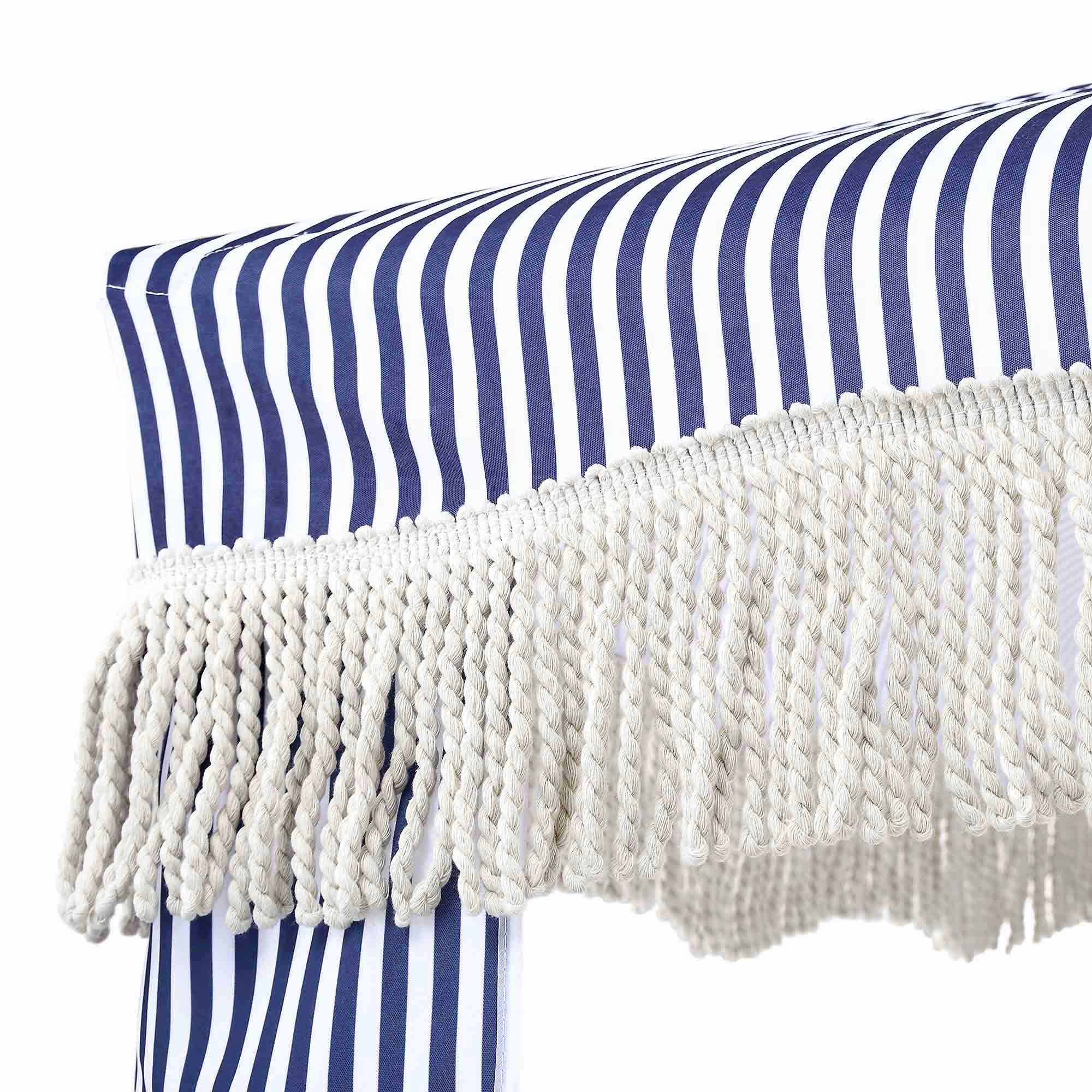 Gabriel Blue and White Striped Fringed Cabana