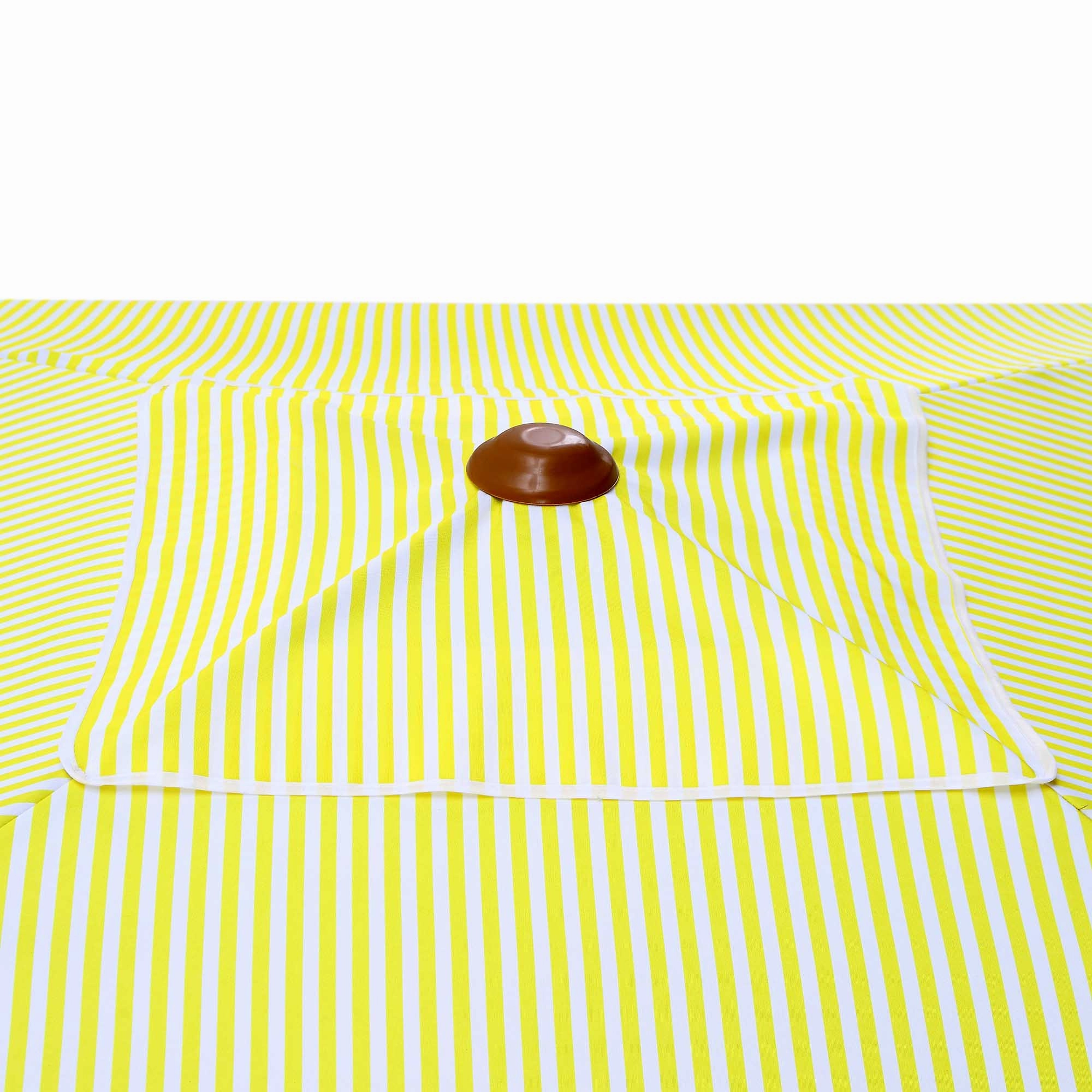 Gabriel Yellow and White Striped Fringed Cabana