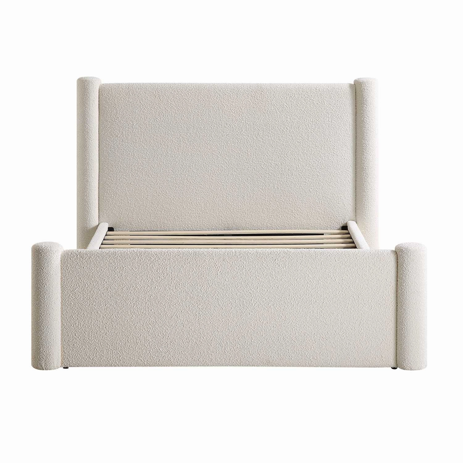 Galerie Beige Boucle Pillar Upholstered Bed