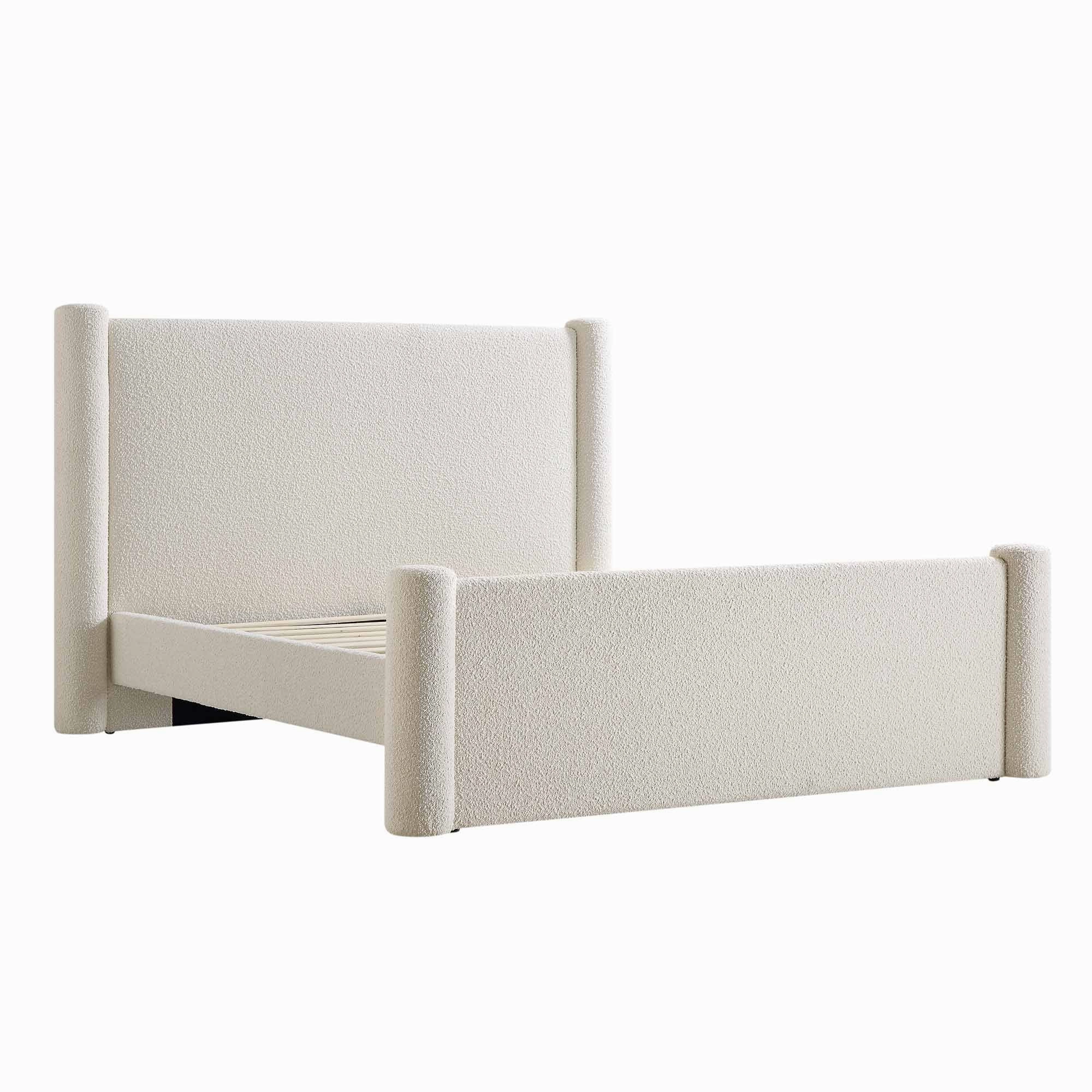 Galerie Beige Boucle Pillar Upholstered Bed