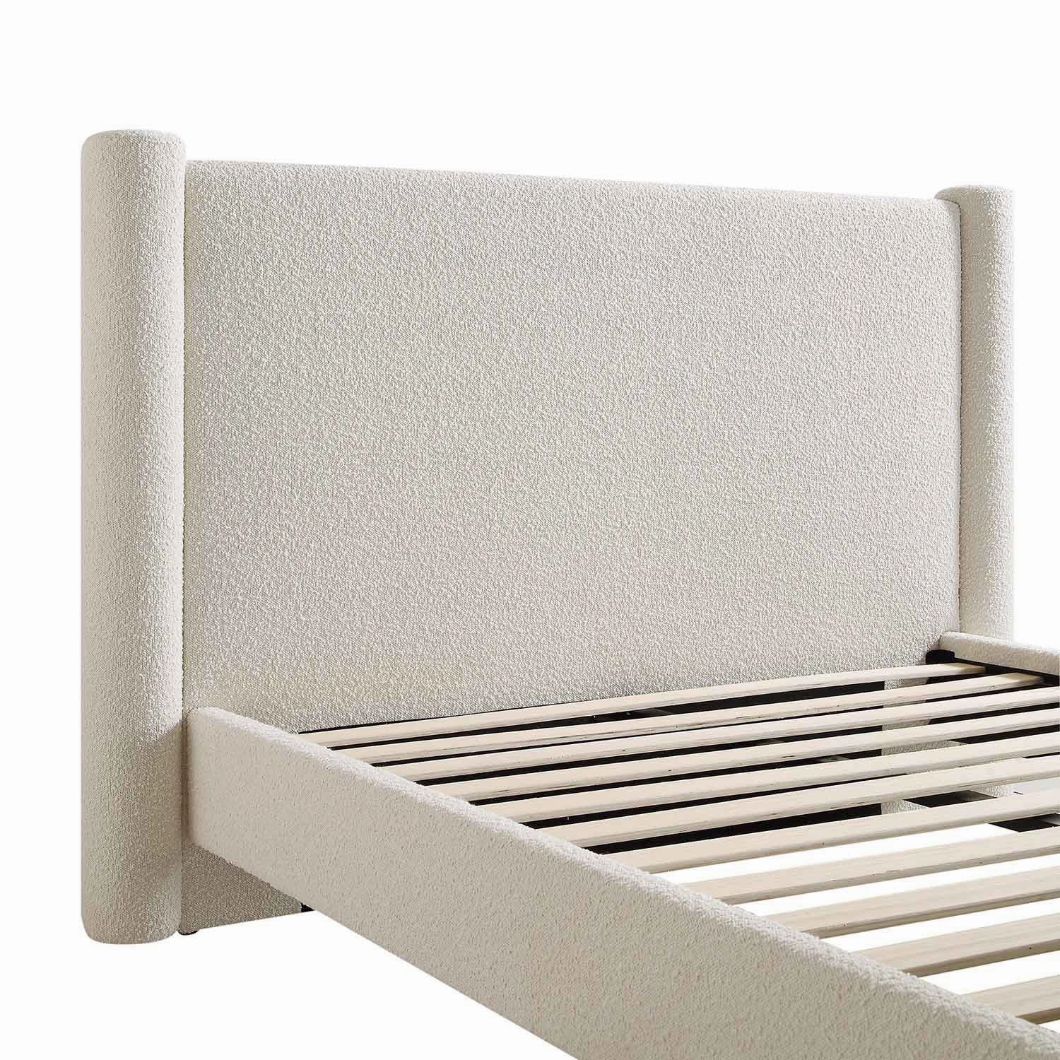 Galerie Beige Boucle Pillar Upholstered Bed