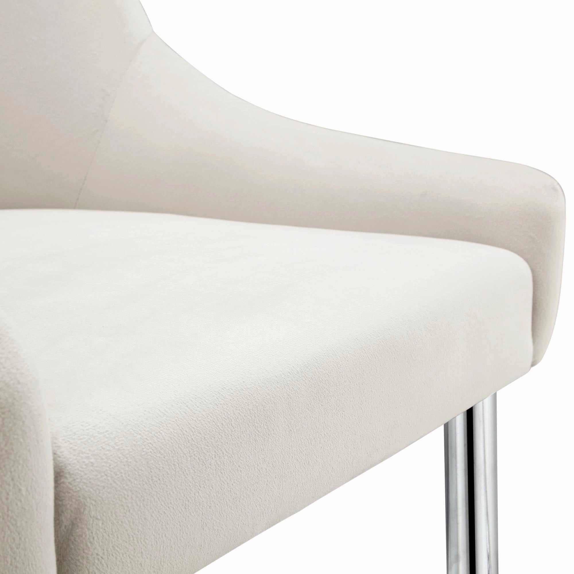 Garnet Set of 2 Champagne Velvet Upholstered Dining Chairs with Back Handle
