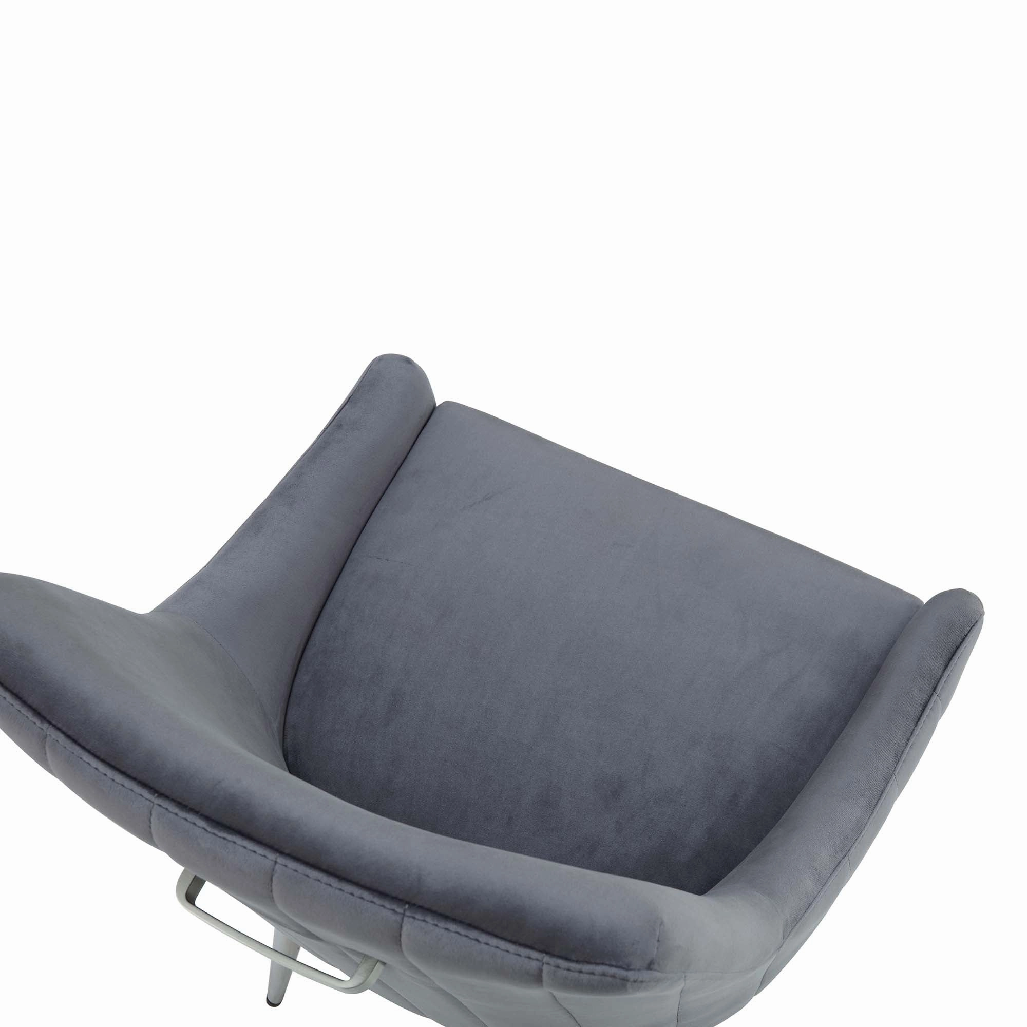 Garnet Set of 2 Dark Grey Velvet Upholstered Dining Chairs with Back Handle