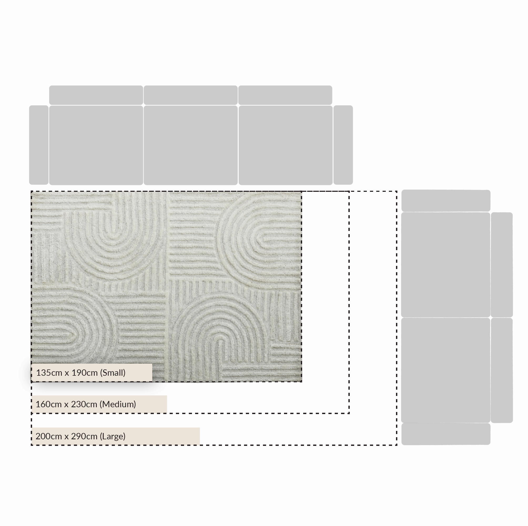 Geo Curve Cream Hand Tufted New Zealand Wool Rectangular Rug