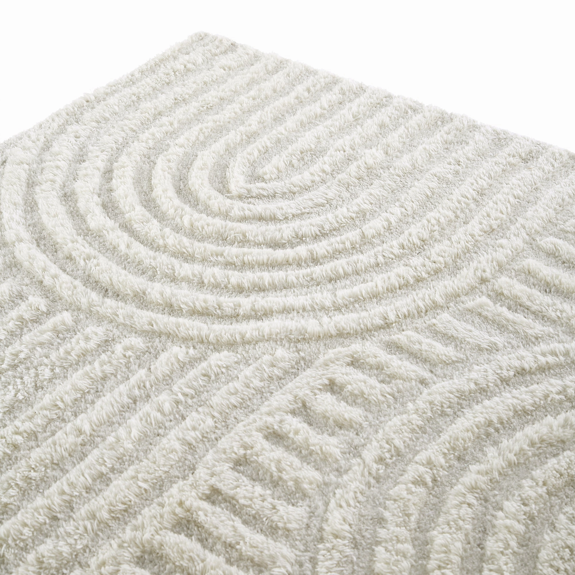 Geo Curve Cream Hand Tufted New Zealand Wool Rectangular Rug
