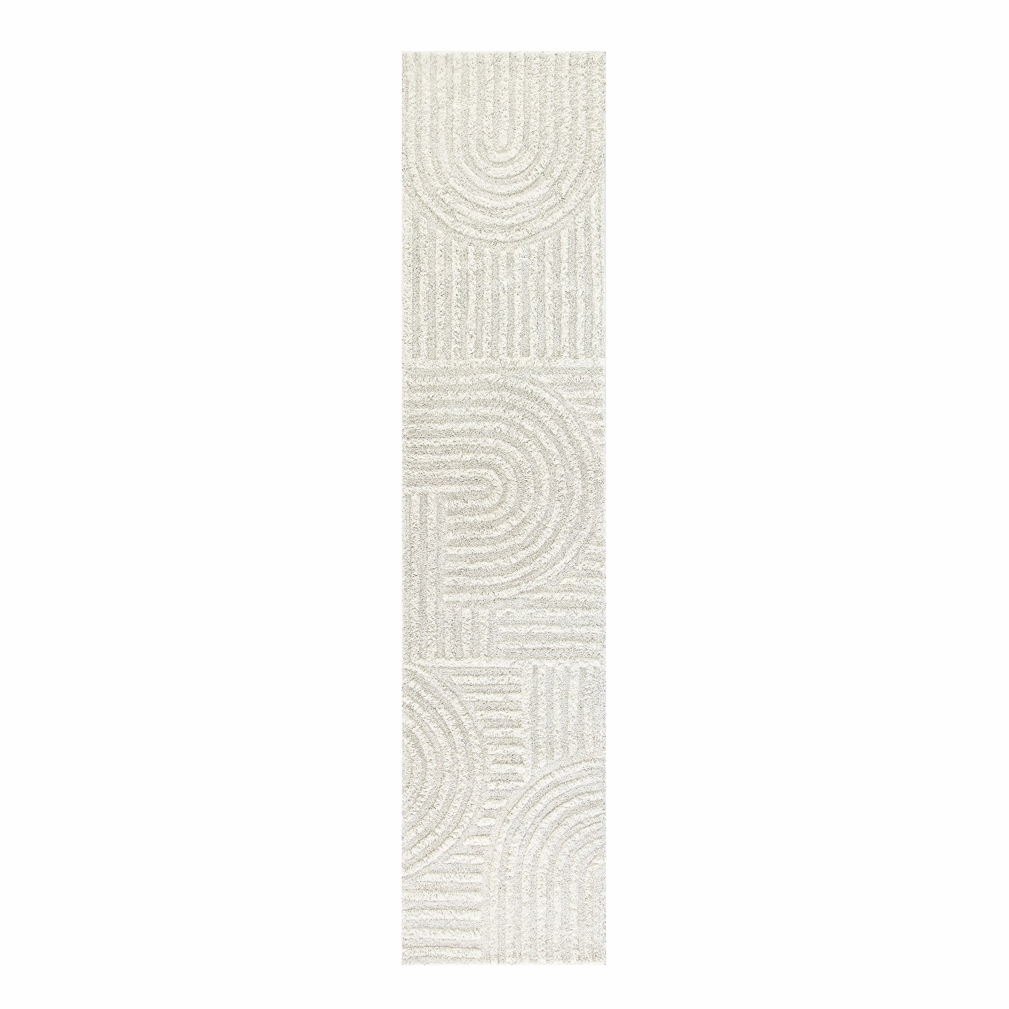 Geo Curve Cream Hand Tufted New Zealand Wool Runner
