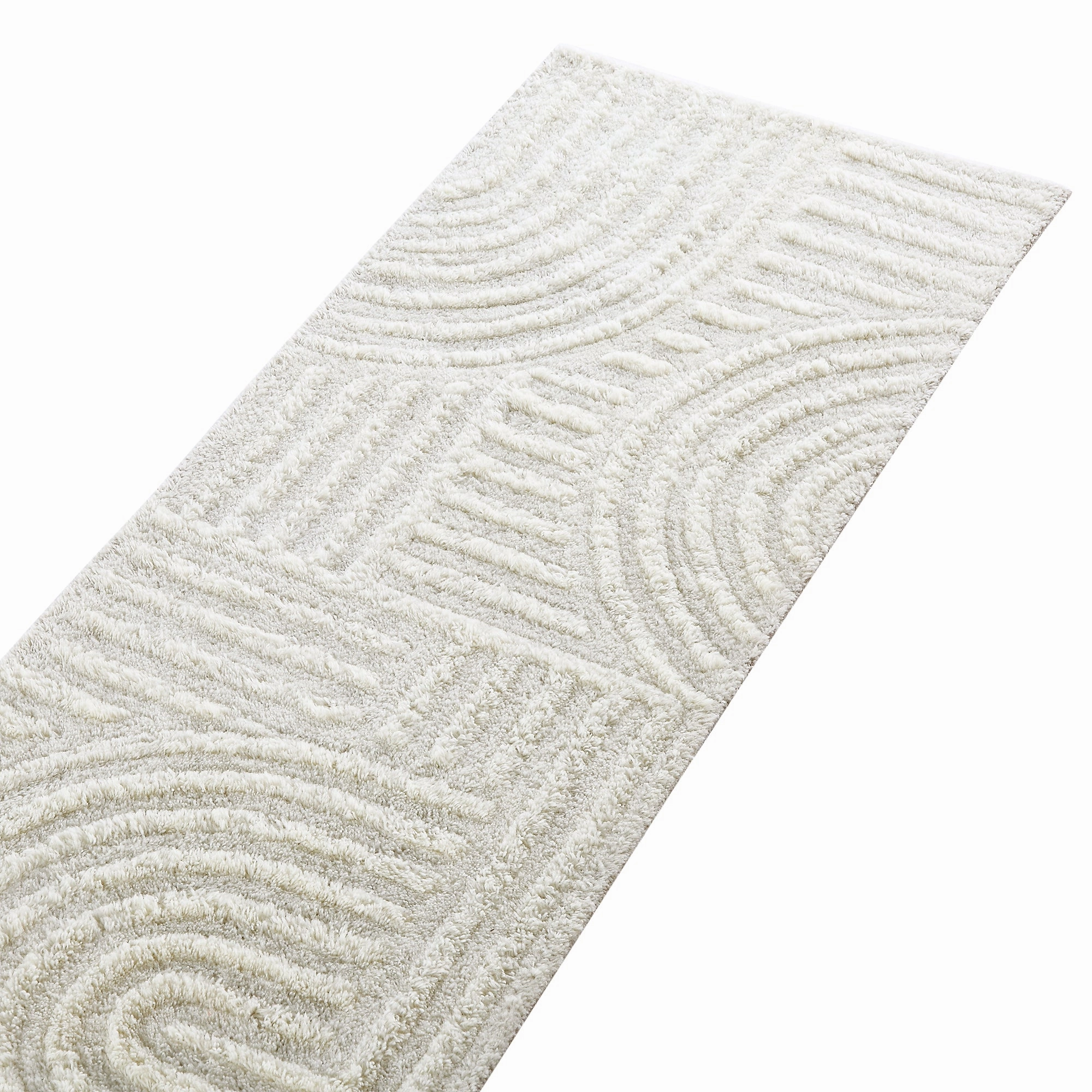 Geo Curve Cream Hand Tufted New Zealand Wool Runner