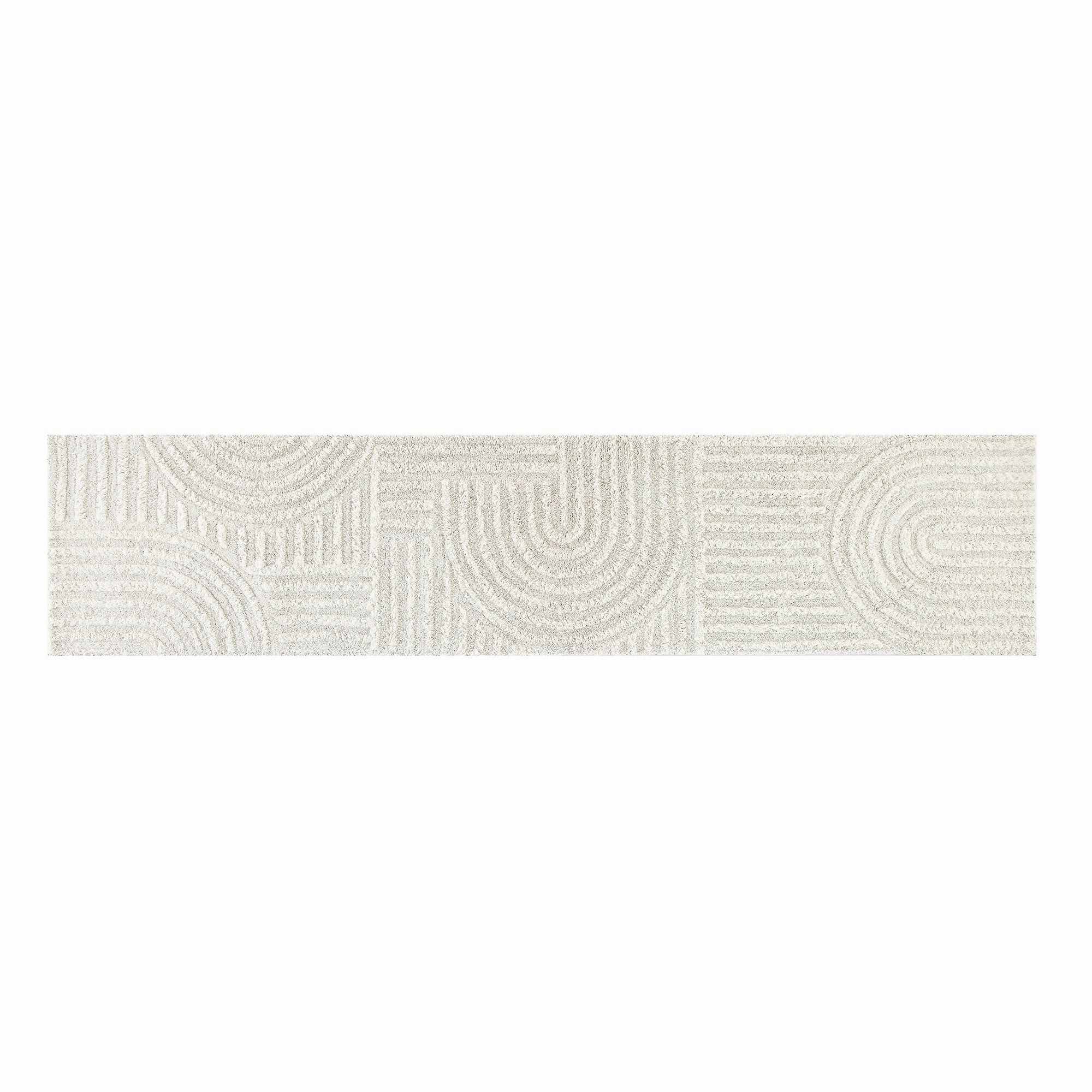 Geo Curve Cream Hand Tufted New Zealand Wool Runner