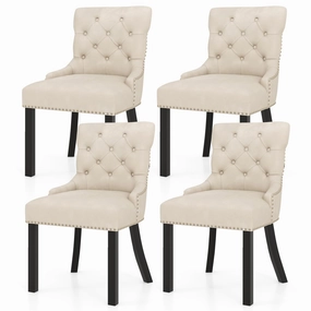 Gianex Upholstered Dining Chairs Set, Wood Wingback Accent Chairs w/Rubber Wood Legs & Nailhead Button Tufted Back kitchen towel, placemats