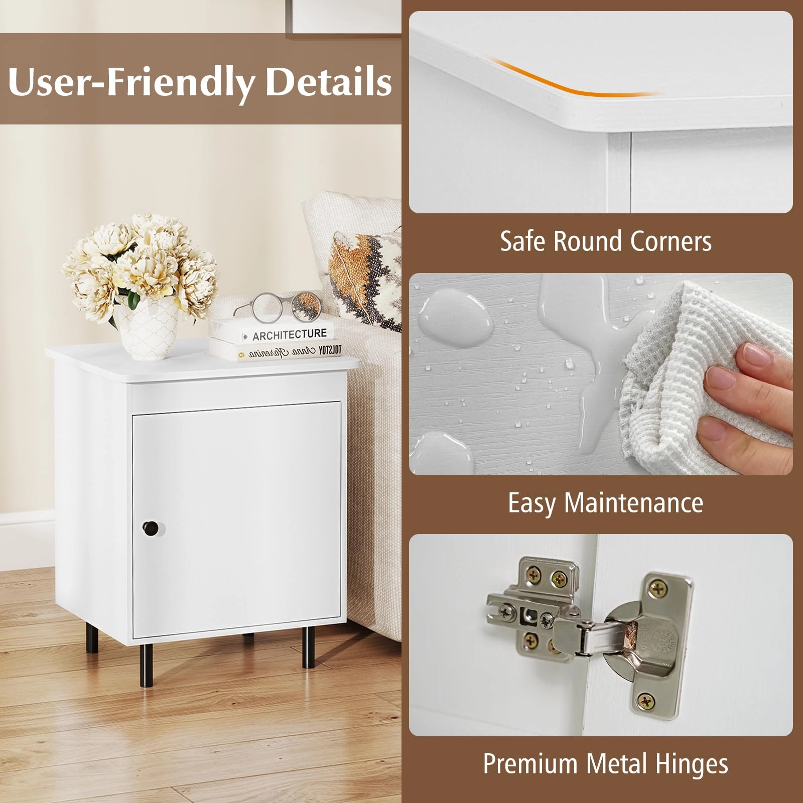 Gianex Wood Sofa Side Tables Storage Cabinet for Bedroom