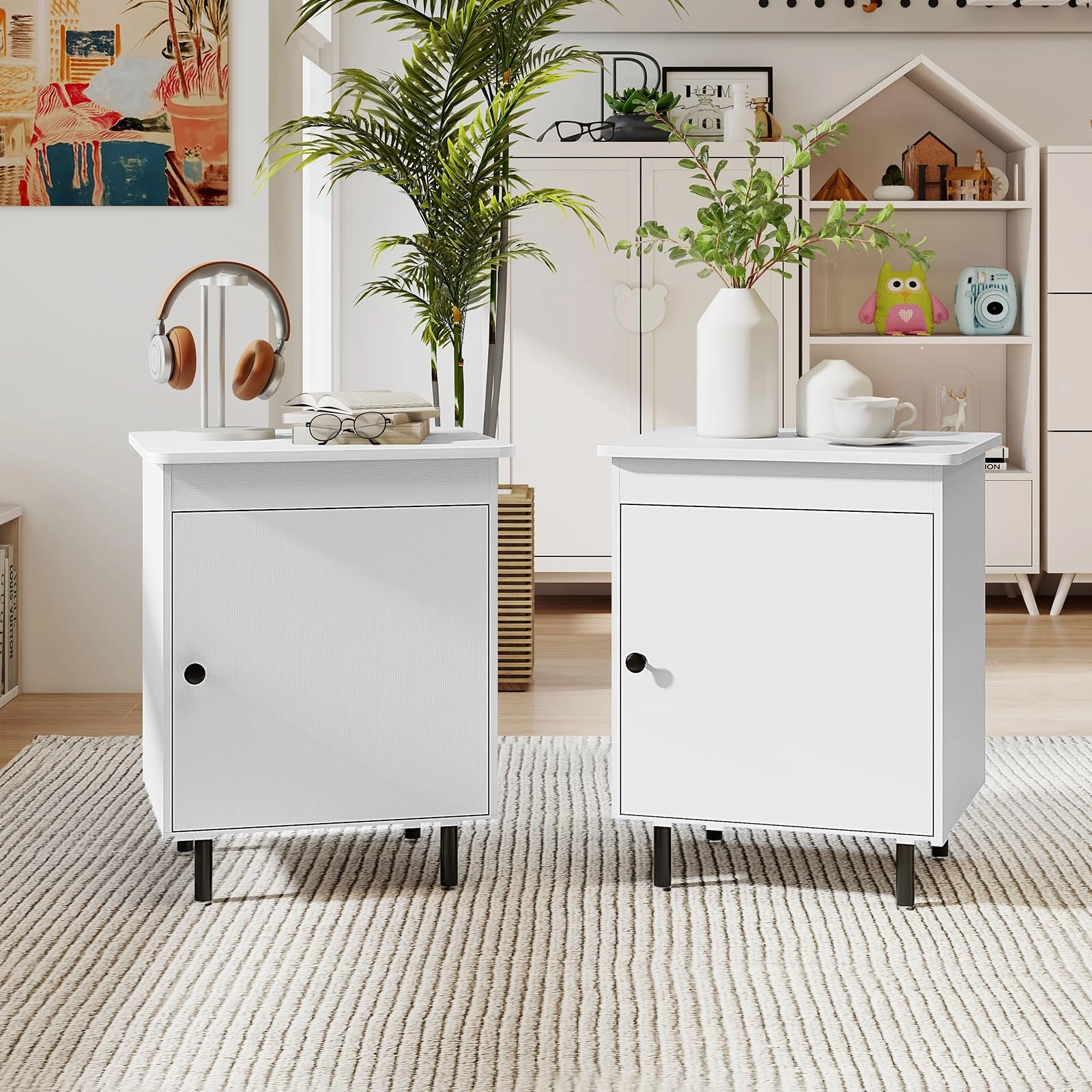 Gianex Wood Sofa Side Tables Storage Cabinet for Bedroom
