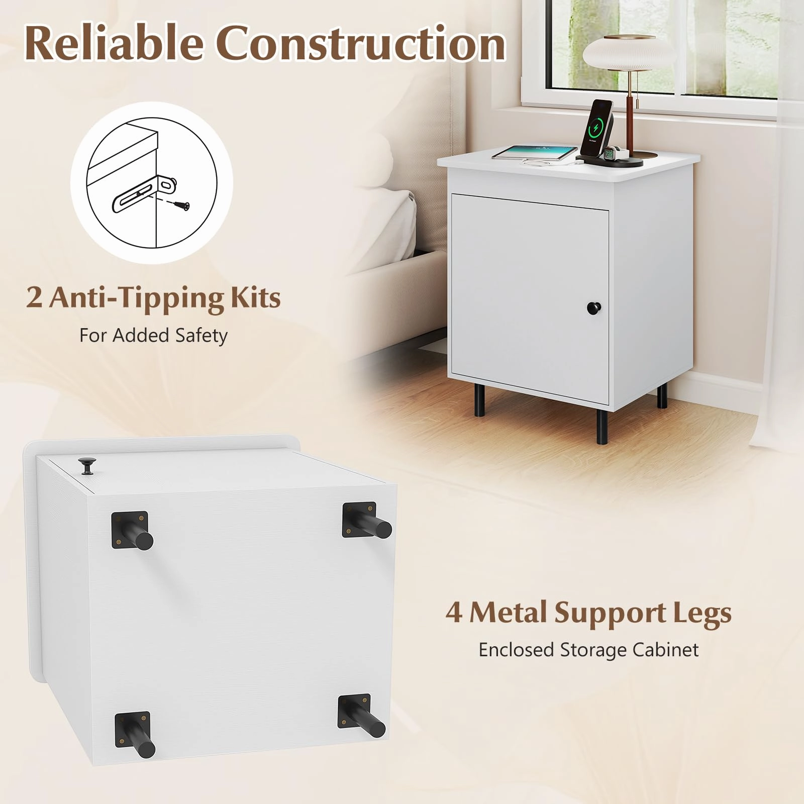 Gianex Wood Sofa Side Tables Storage Cabinet for Bedroom