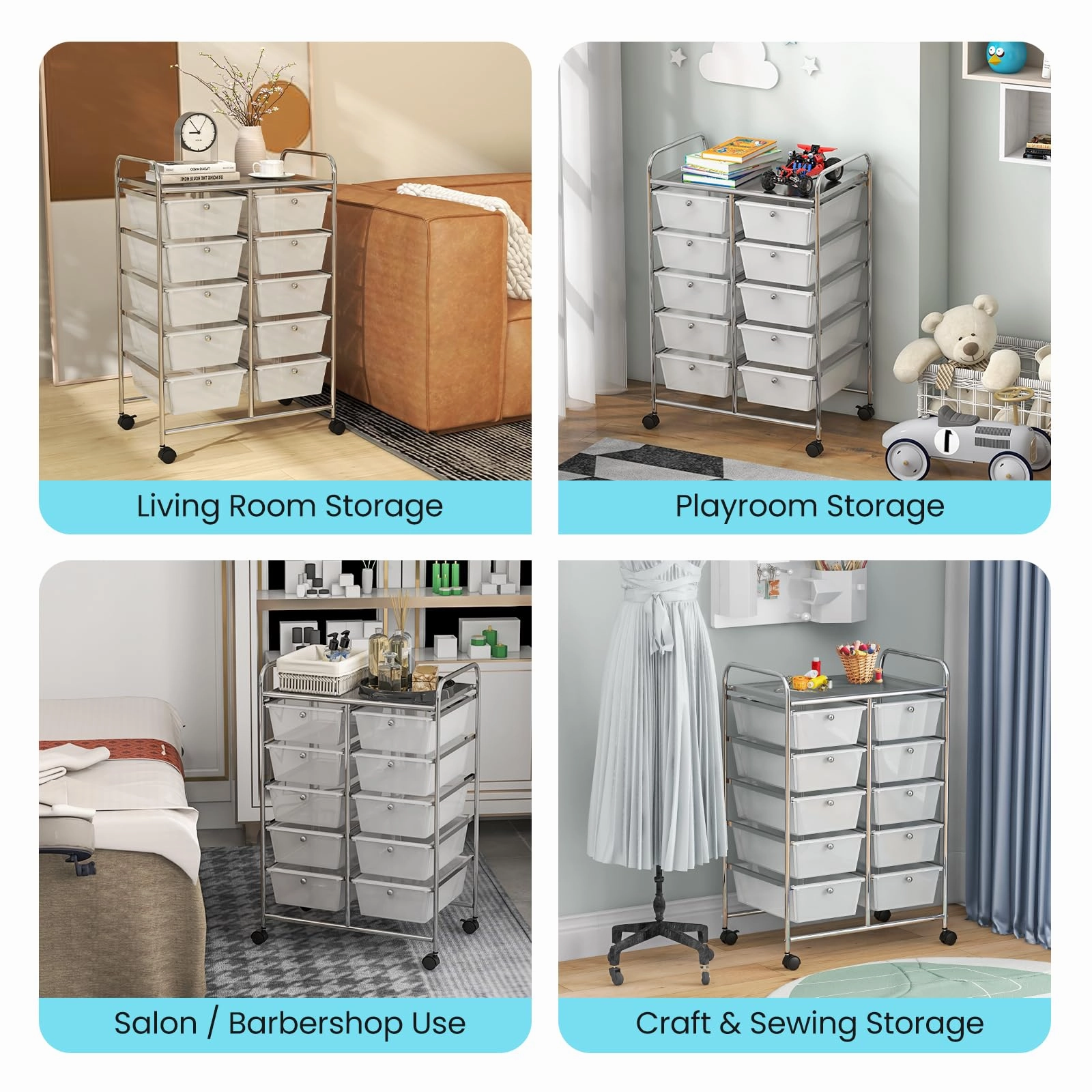 Giantex 10 Drawers Rolling Cart, Classroom Organizers
