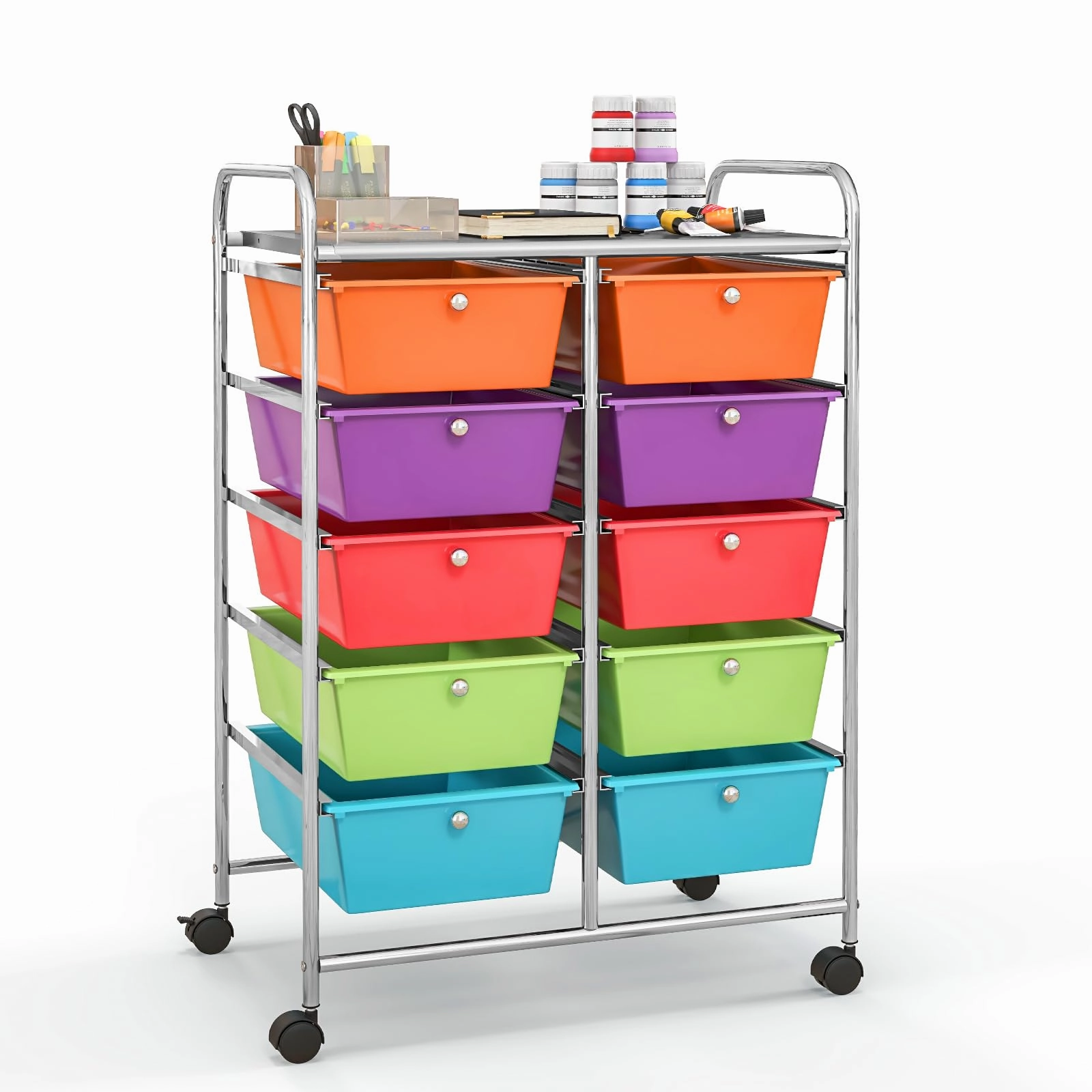 Giantex 10 Drawers Rolling Cart, Classroom Organizers