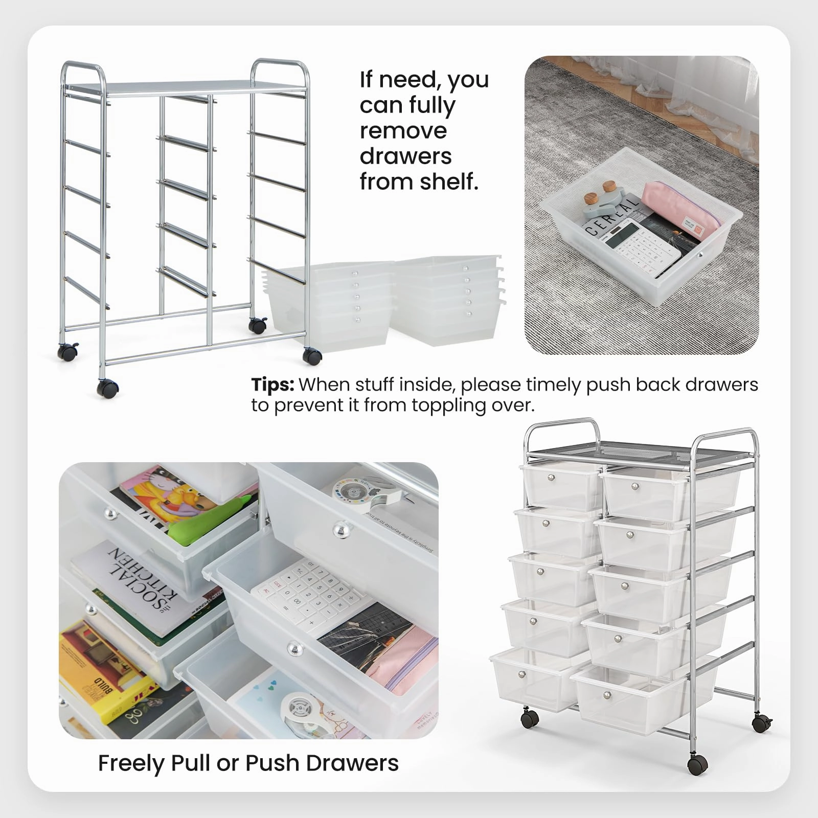 Giantex 10 Drawers Rolling Cart, Classroom Organizers