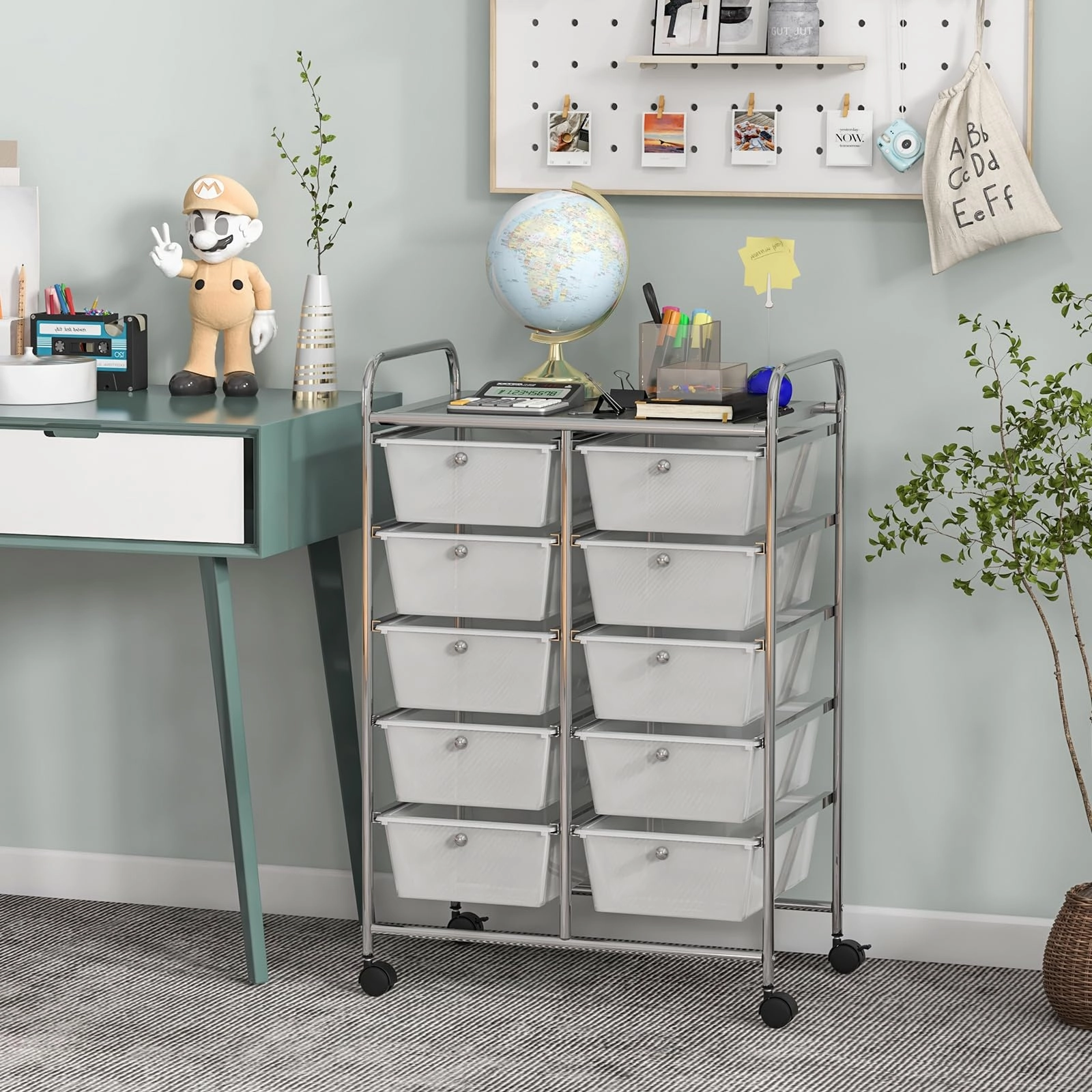 Giantex 10 Drawers Rolling Cart, Classroom Organizers