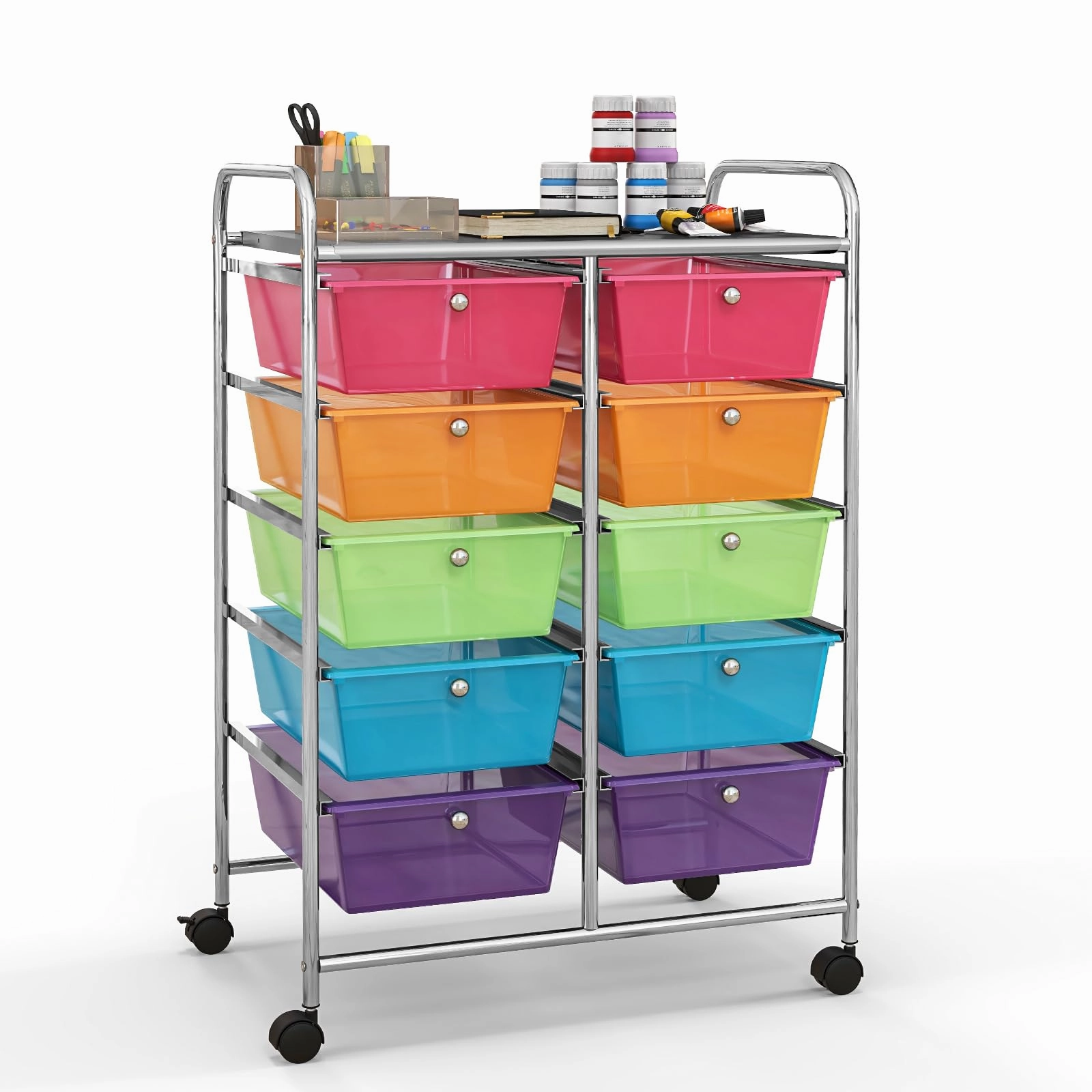 Giantex 10 Drawers Rolling Cart, Classroom Organizers