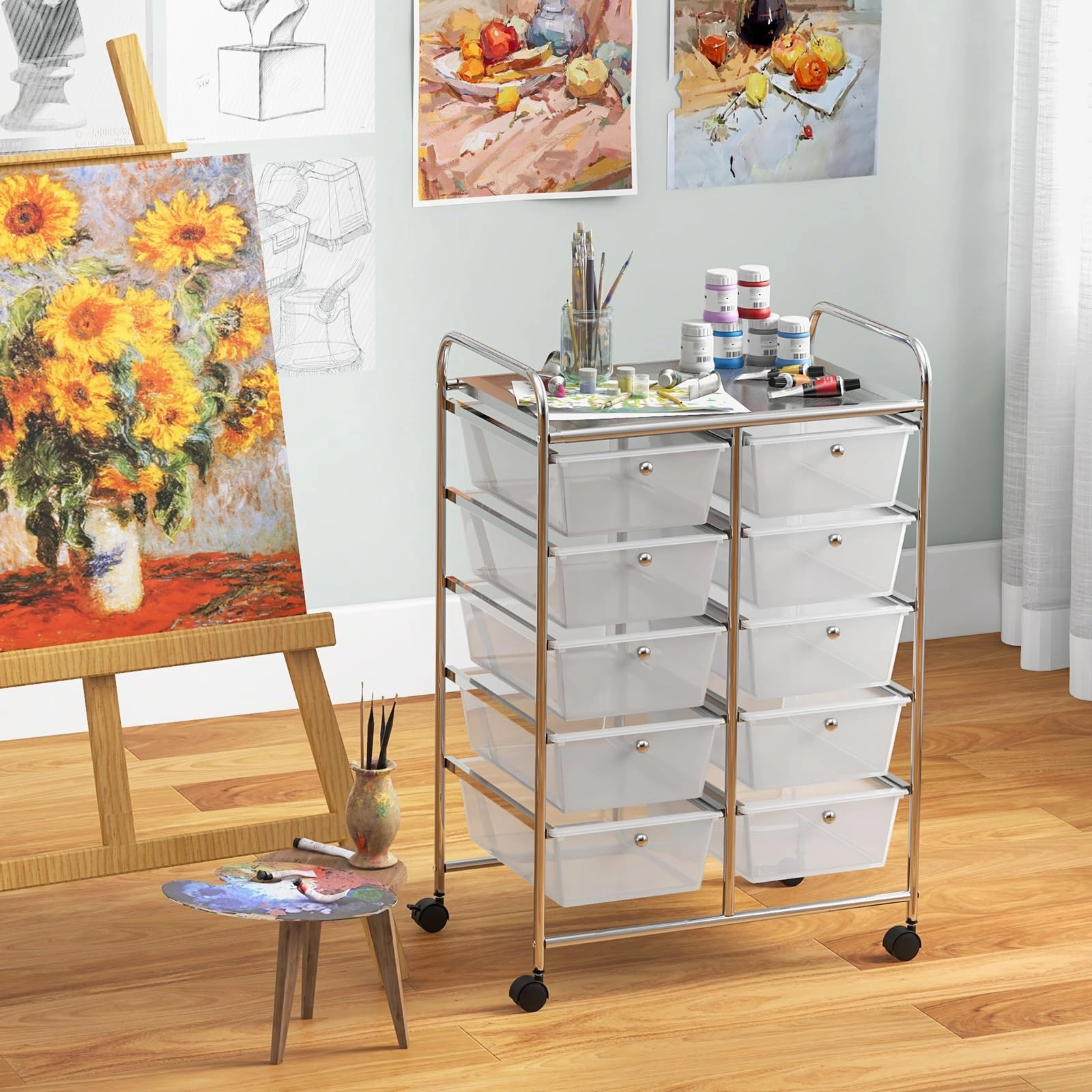 Giantex 10 Drawers Rolling Cart, Classroom Organizers