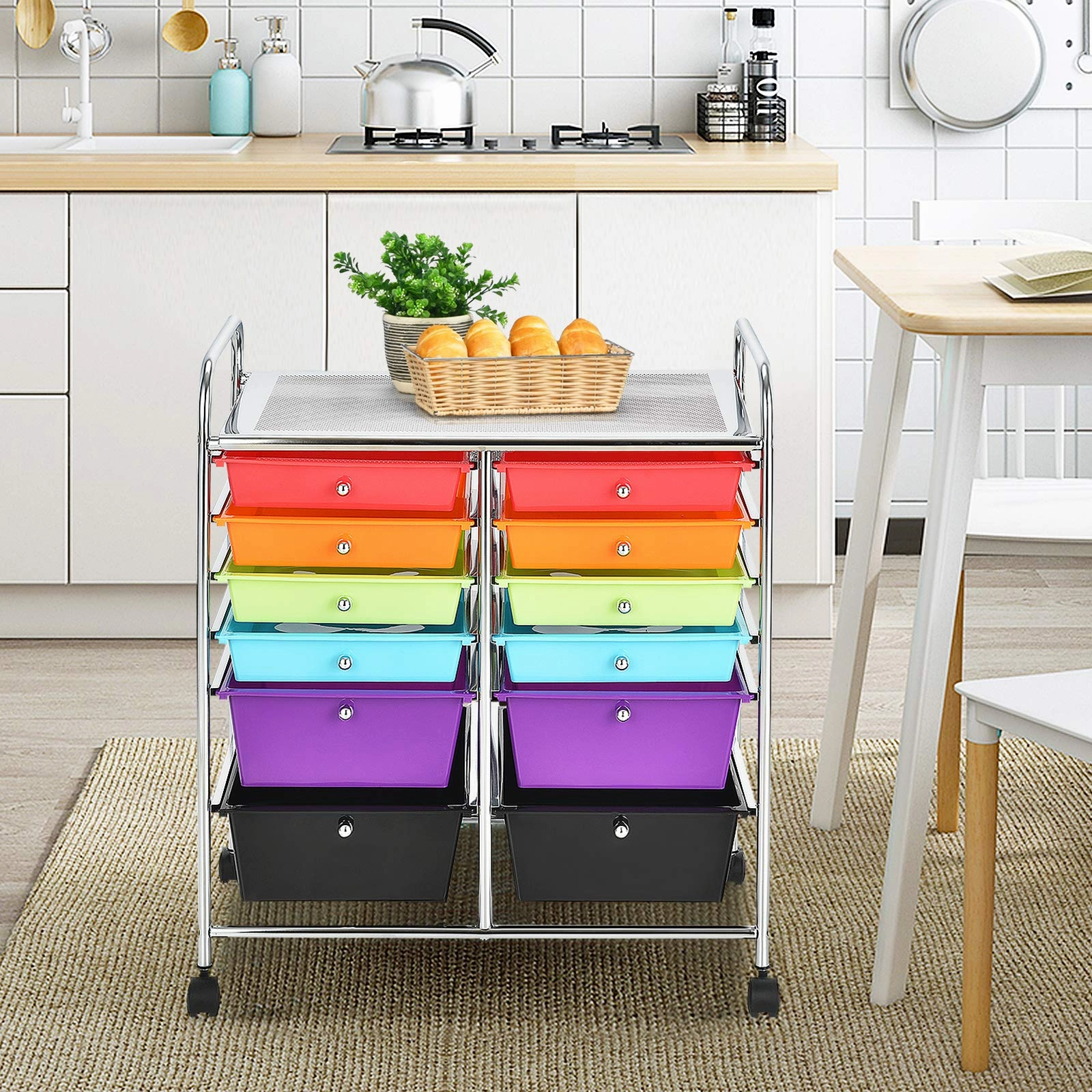 Giantex 12 Drawer Rolling Storage Cart Tools Scrapbook Paper Office School Organizer