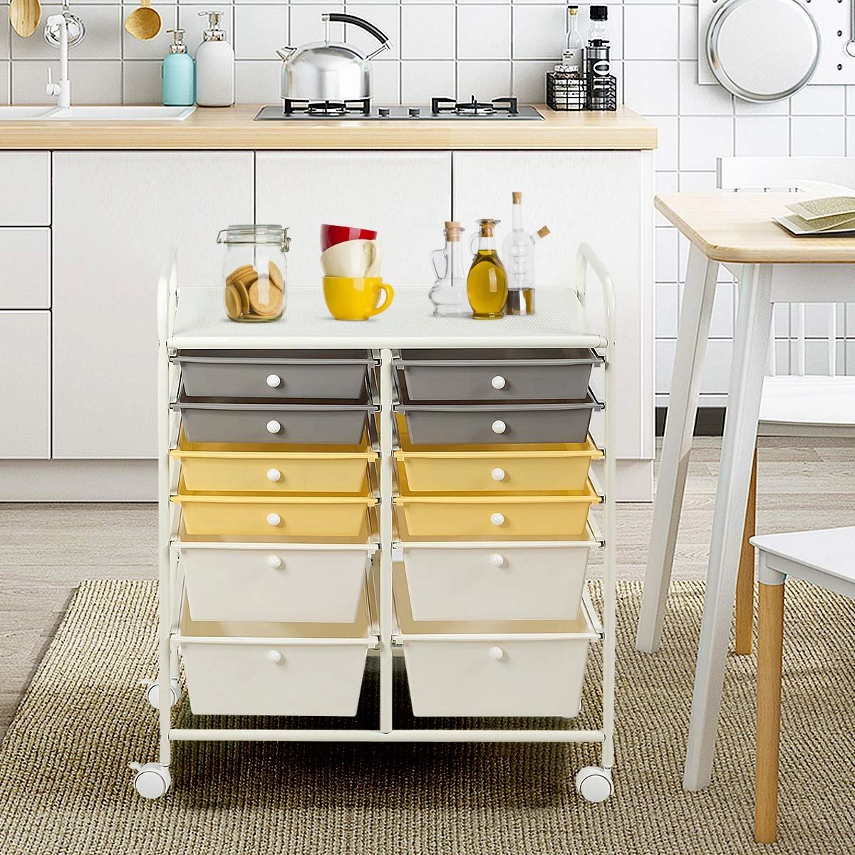 Giantex 12 Drawer Rolling Storage Cart Tools Scrapbook Paper Office School Organizer