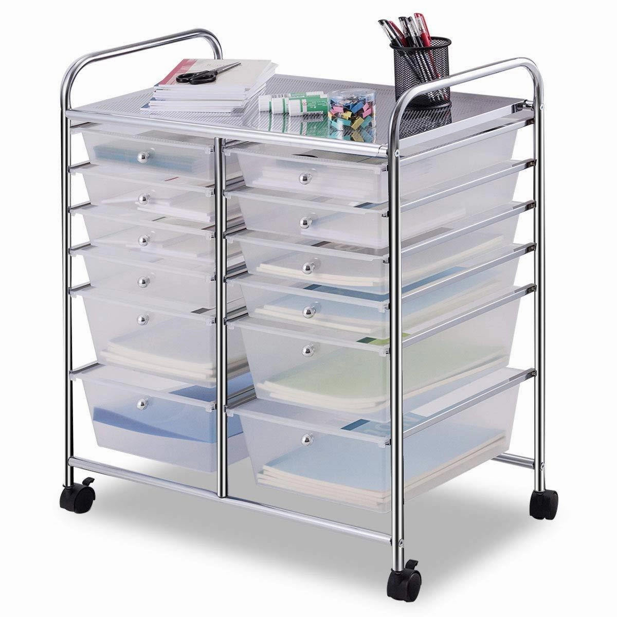 Giantex 12 Drawer Rolling Storage Cart Tools Scrapbook Paper Office School Organizer