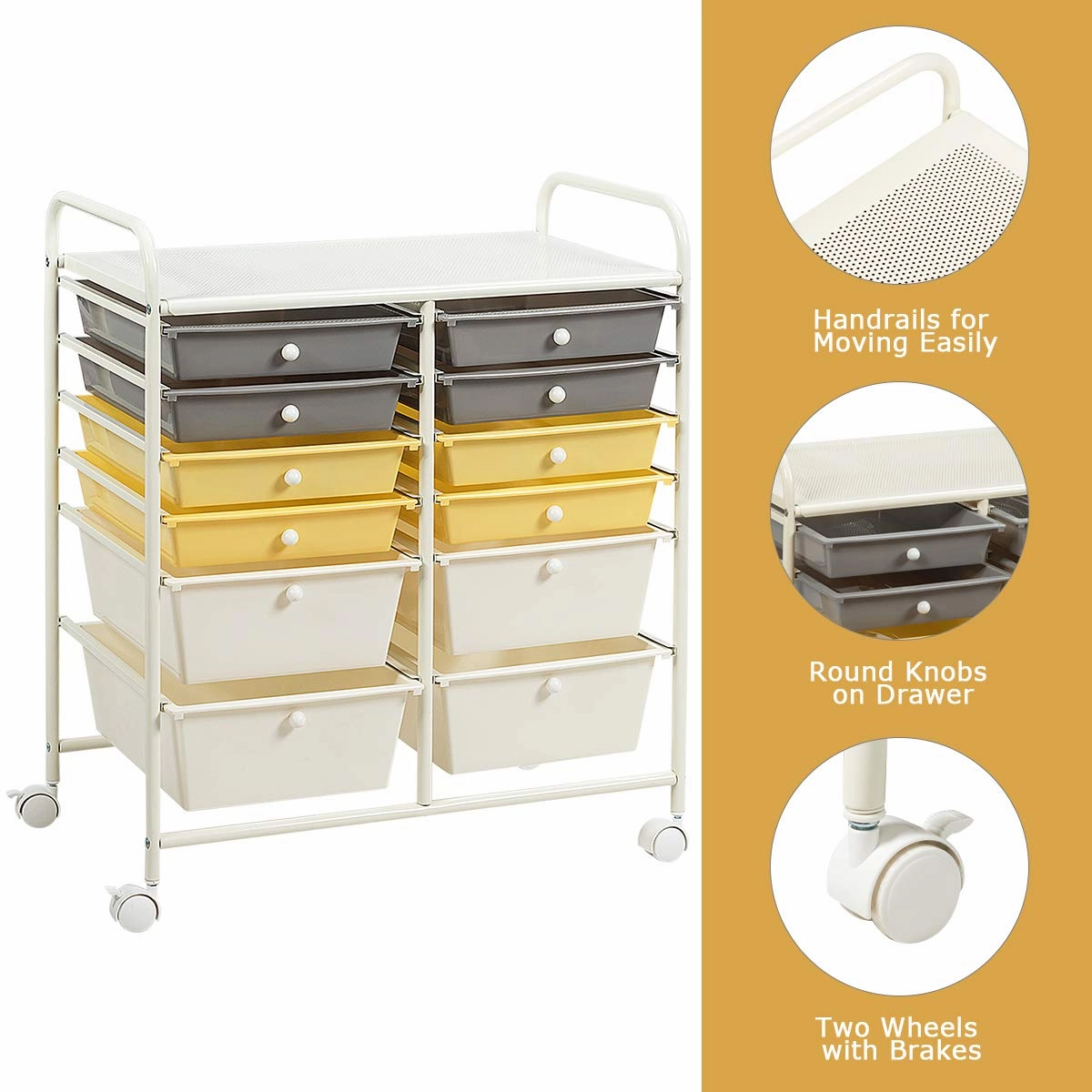 Giantex 12 Drawer Rolling Storage Cart Tools Scrapbook Paper Office School Organizer