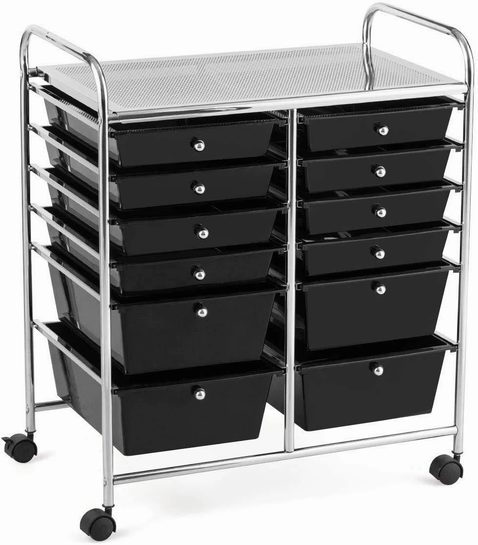 Giantex 12 Drawer Rolling Storage Cart Tools Scrapbook Paper Office School Organizer