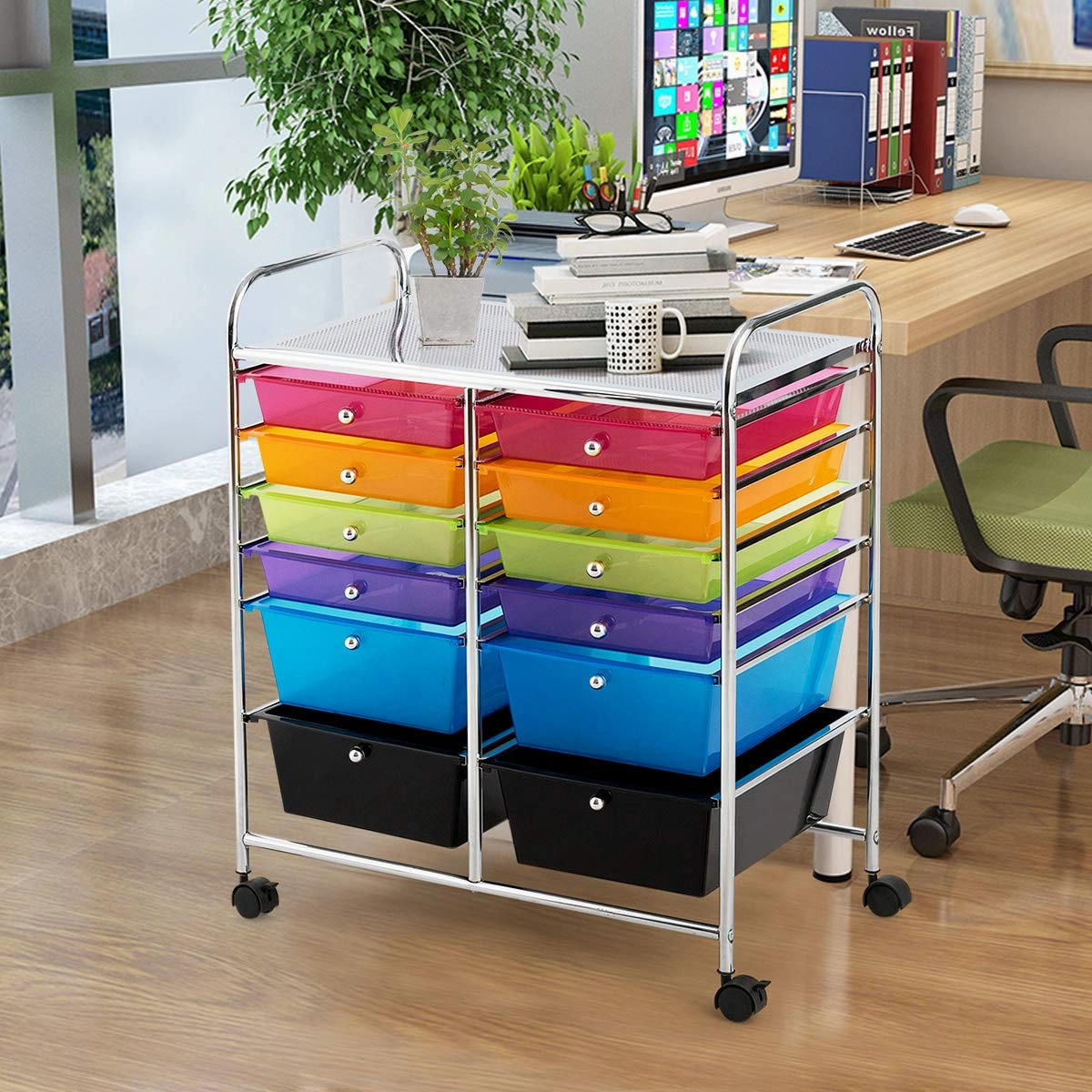 Giantex 12 Drawer Rolling Storage Cart Tools Scrapbook Paper Office School Organizer