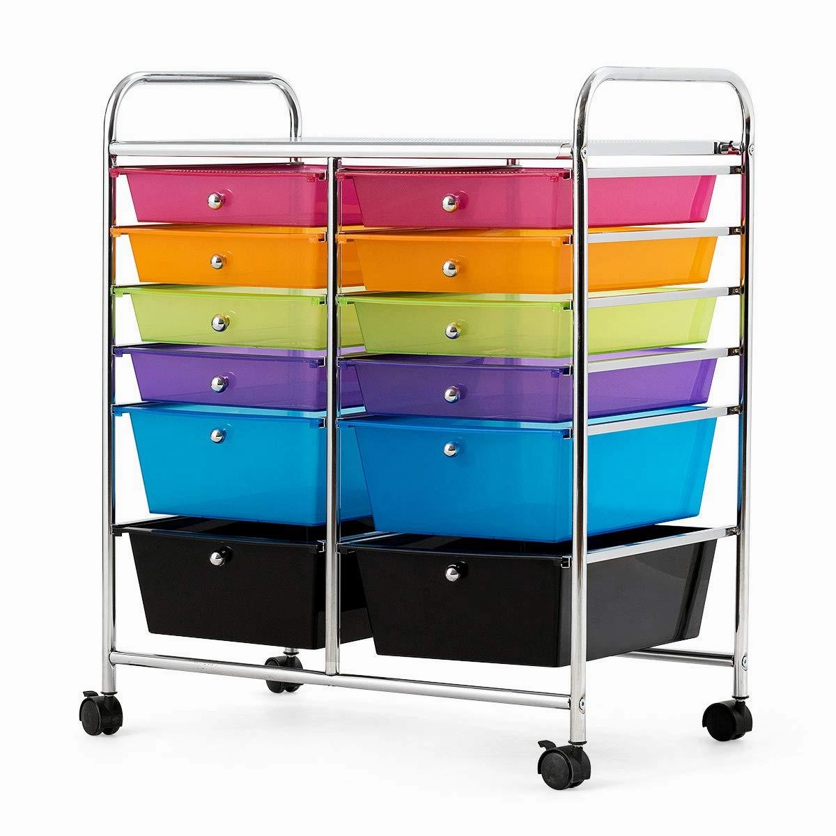 Giantex 12 Drawer Rolling Storage Cart Tools Scrapbook Paper Office School Organizer